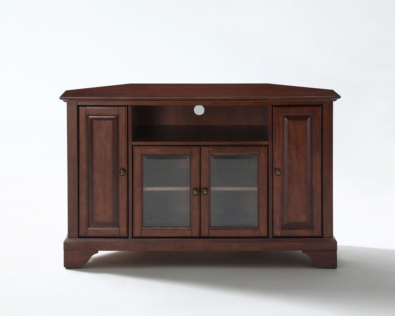 Crosley Furniture Lafayette 48 Corner Tv Stand In Vintage Mahogany LaFayette 48" Wide 4Door Vintage Mahogany Corner TV Stand 7G956