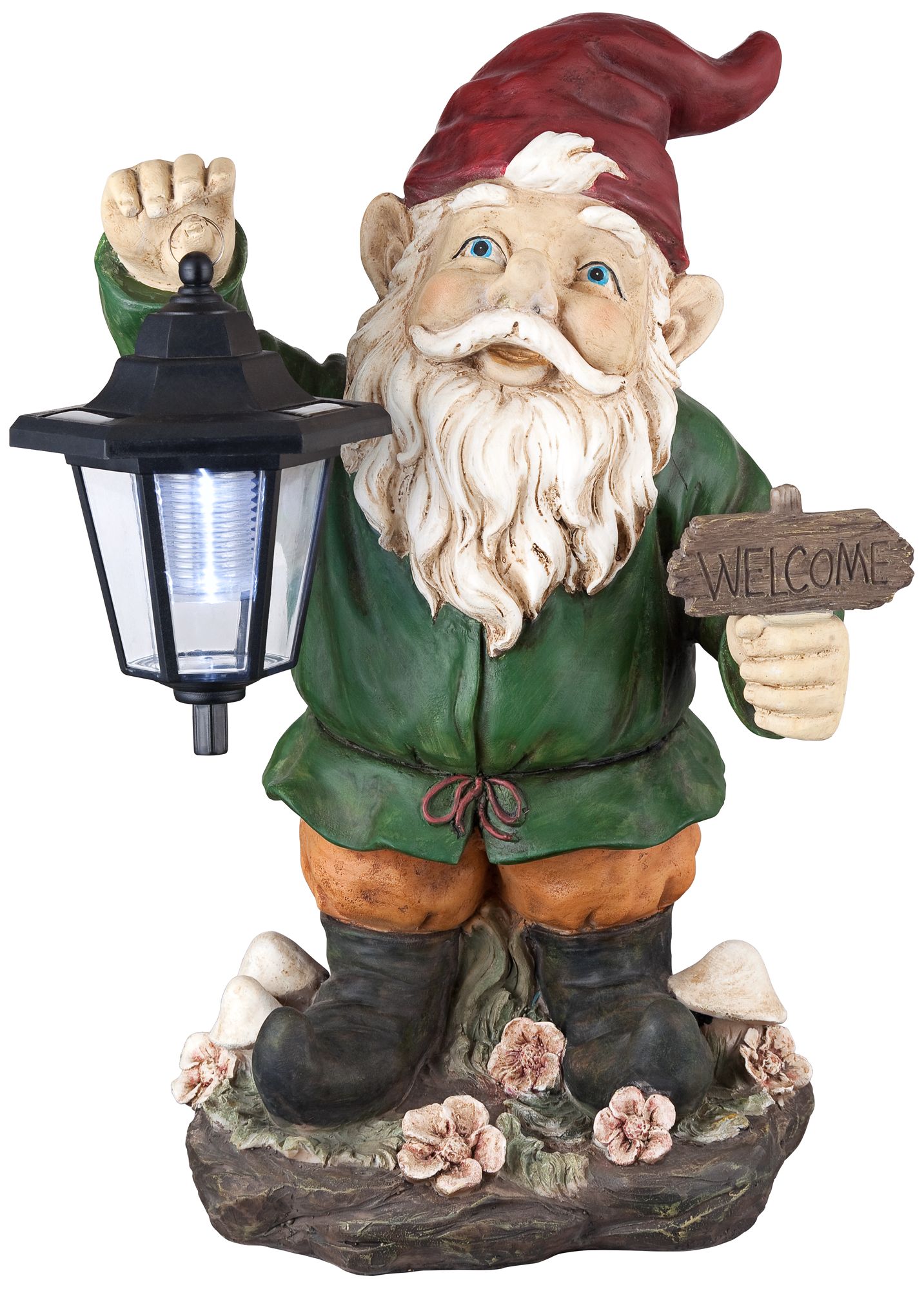 Gnome with Lantern 16" High Outdoor Garden Statue 7J452