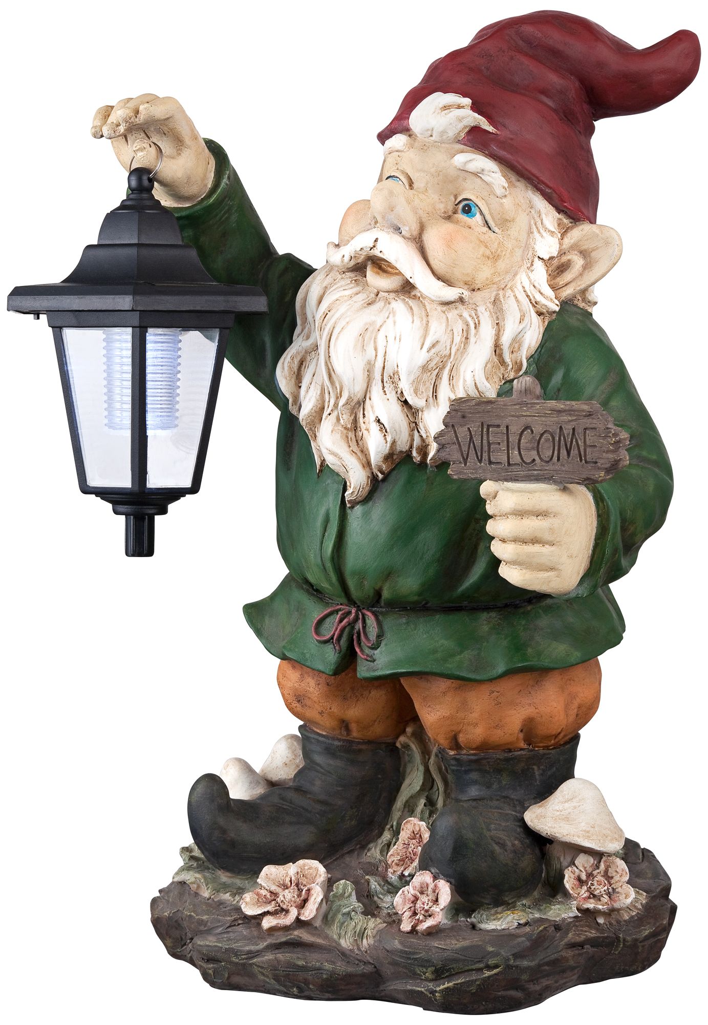 Gnome with Lantern 16" High Outdoor Garden Statue 7J452