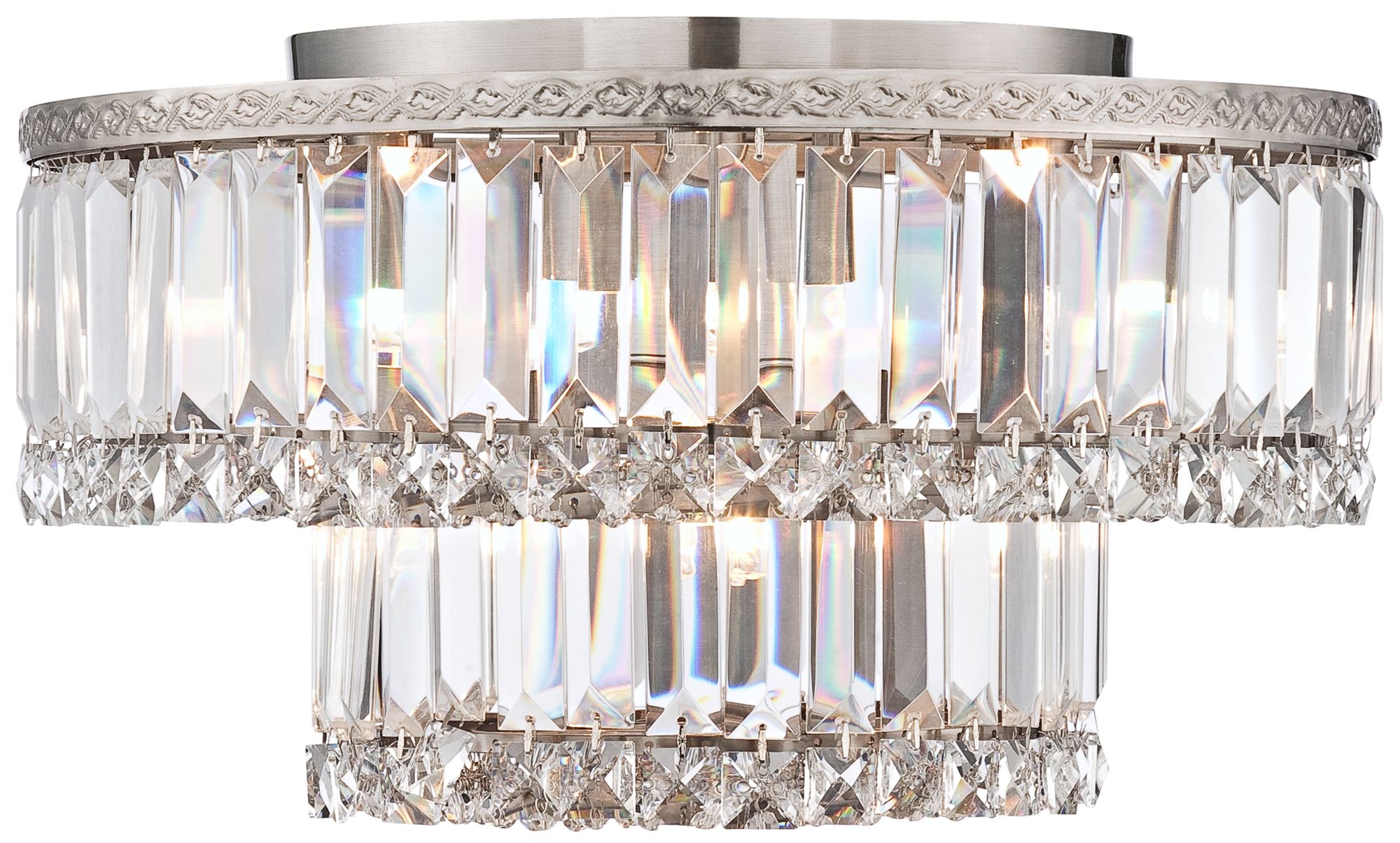Magnificence Satin Nickel 16" Wide Crystal Ceiling Light 7K587