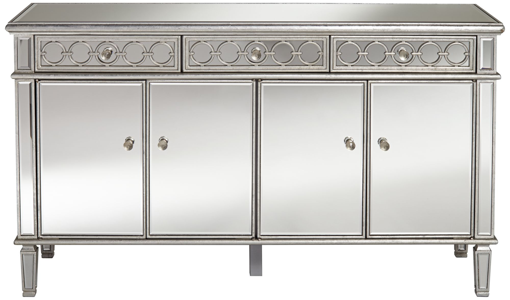 Elizabeth 60" Wide 4Door Silver Mirrored Buffet 7Y987