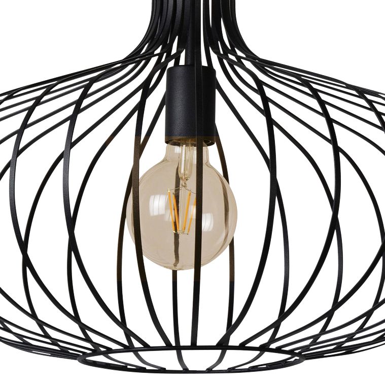 Ione 19 3/4" Wide Textured Black Open Cage Pendant Light