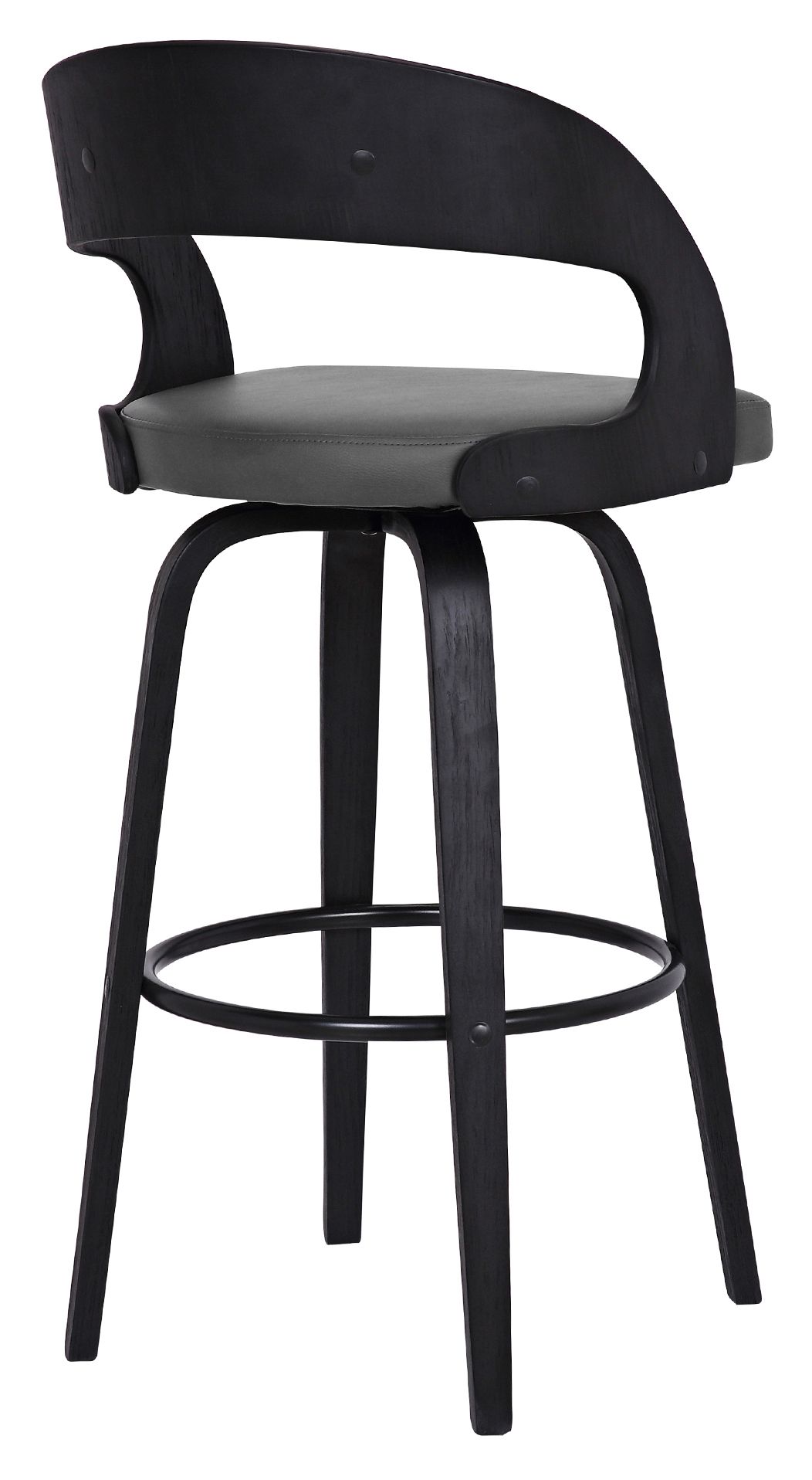 Shelly 30" Gray Faux Leather Swivel Bar Stool 80P33 Lamps Plus