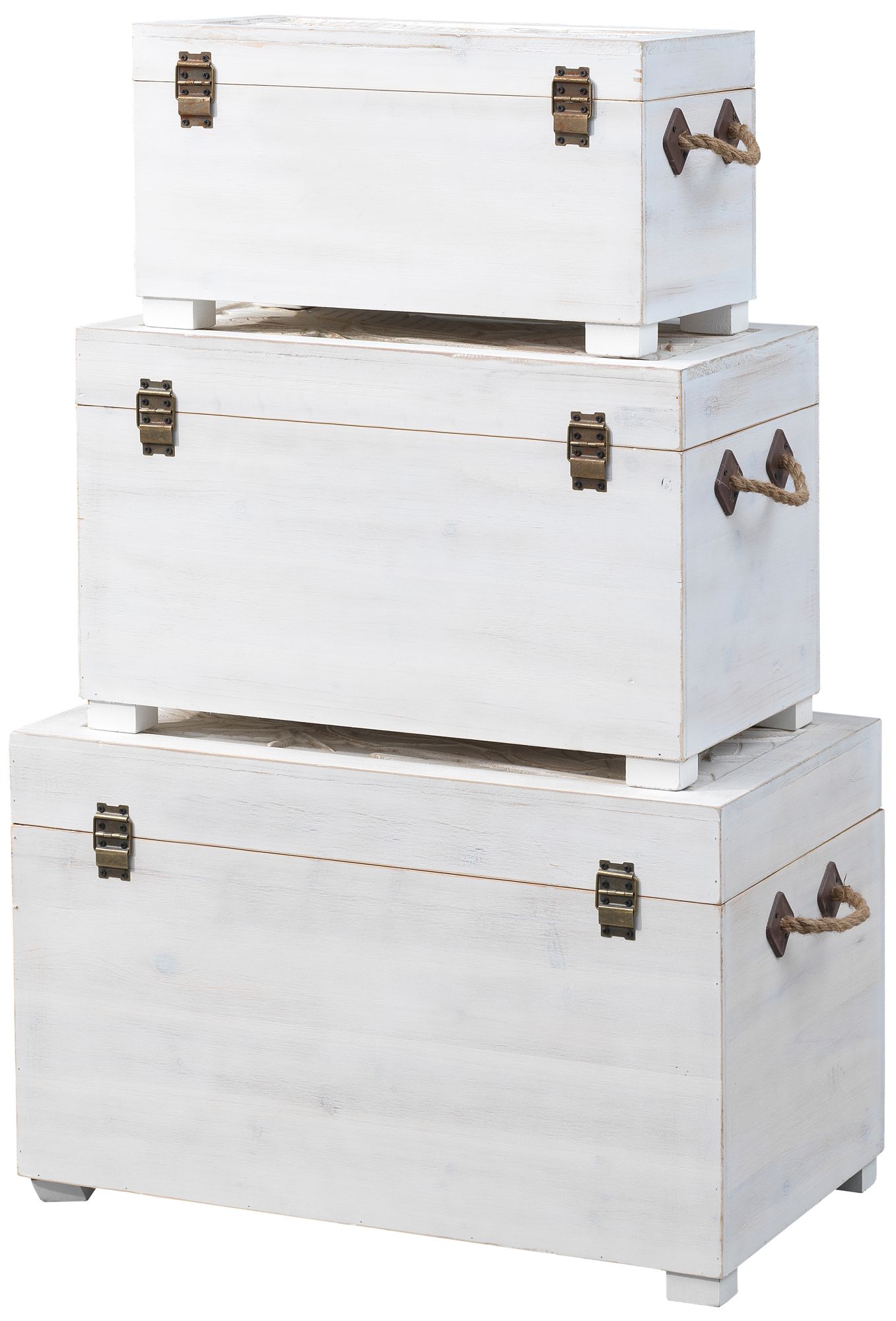 Tropics White Wash Wood Nesting Trunks Set of 3 80V11 Lamps Plus