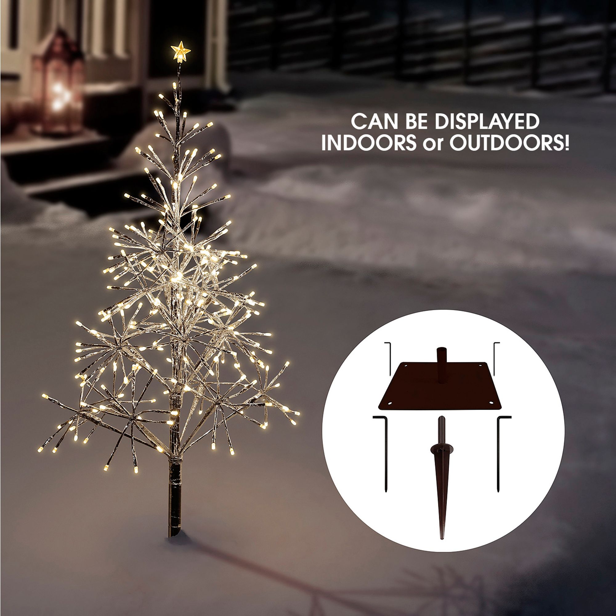 Festive Silver 53"/61"H LED Artificial Christmas Tree