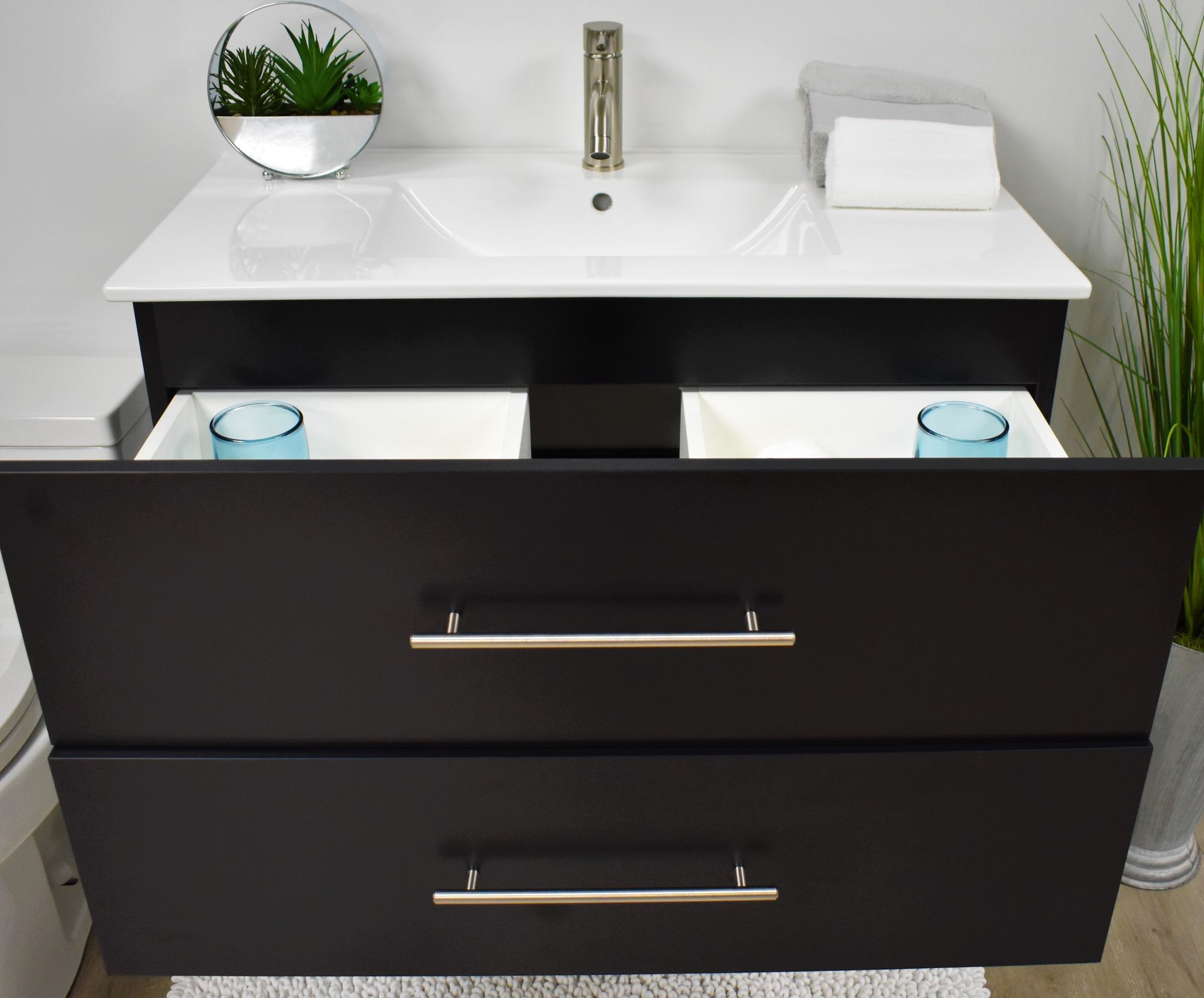 Napa 36" Wide Black WallMounted Floating Bathroom Vanity 833M0