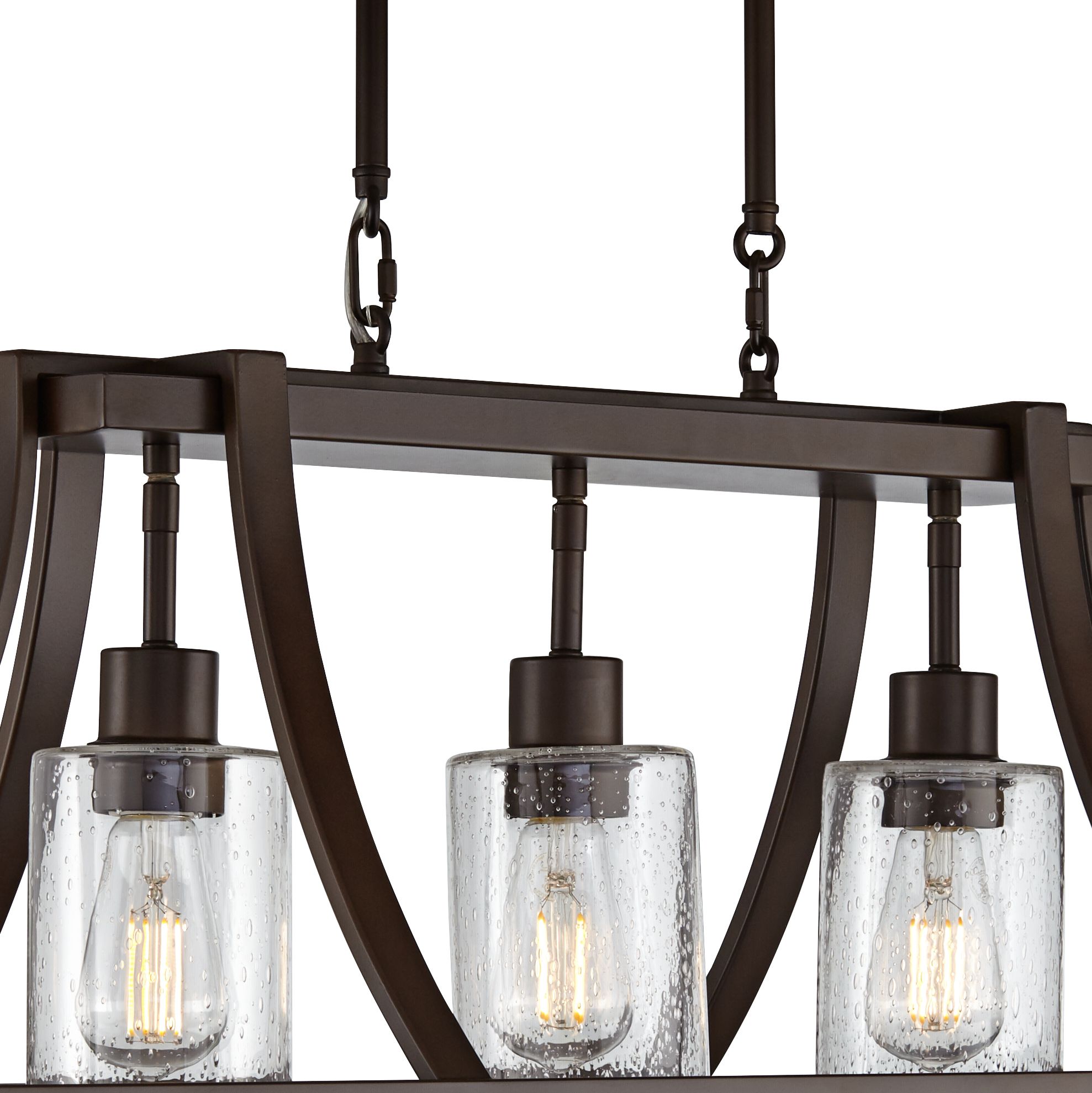 Woven Leather Oswald Bronze Kitchen Island Light Pendant 85E75