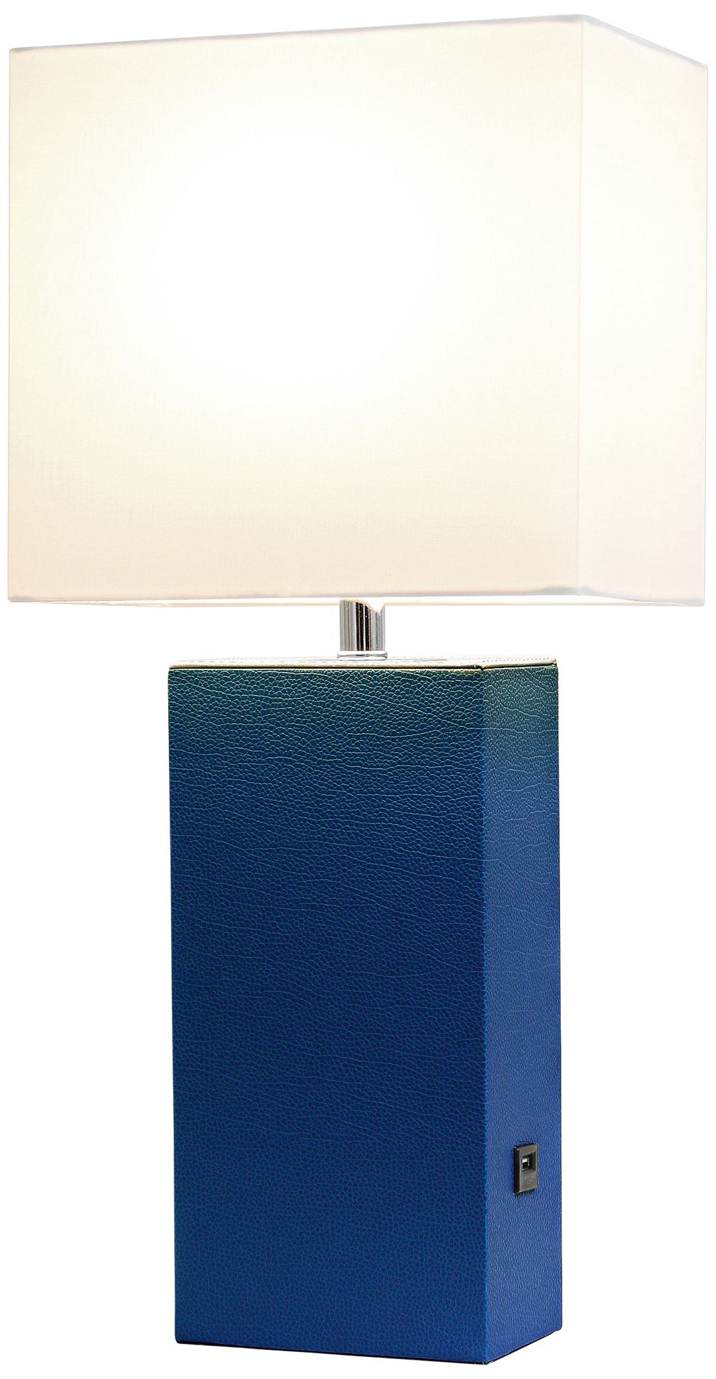 Elegant Designs Blue Leather Accent Table Lamp with USB Port 85W50