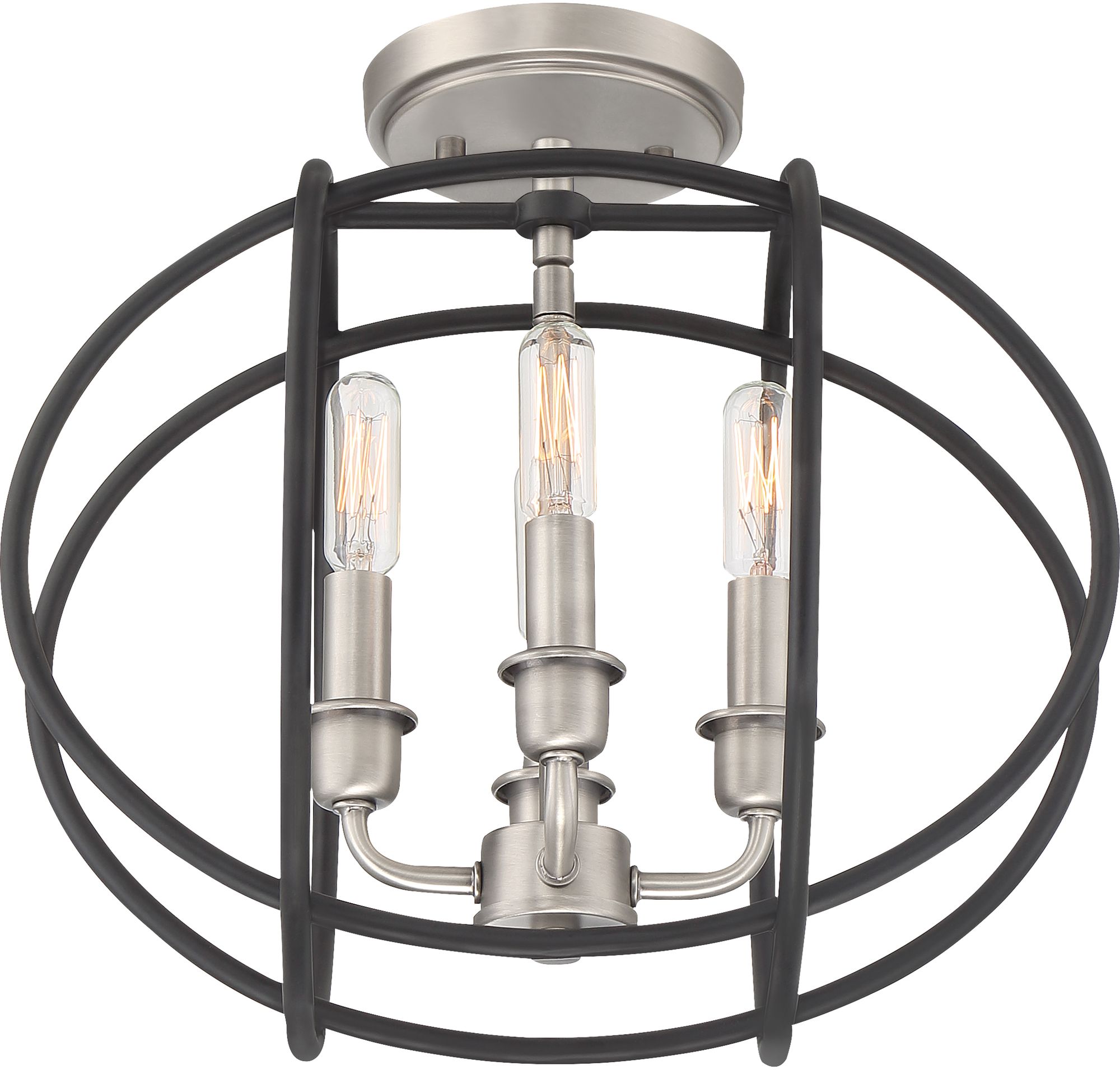 Tupelo 13 3/4" Wide Black and Nickel 4Light Ceiling Light 86D23 Lamps Plus