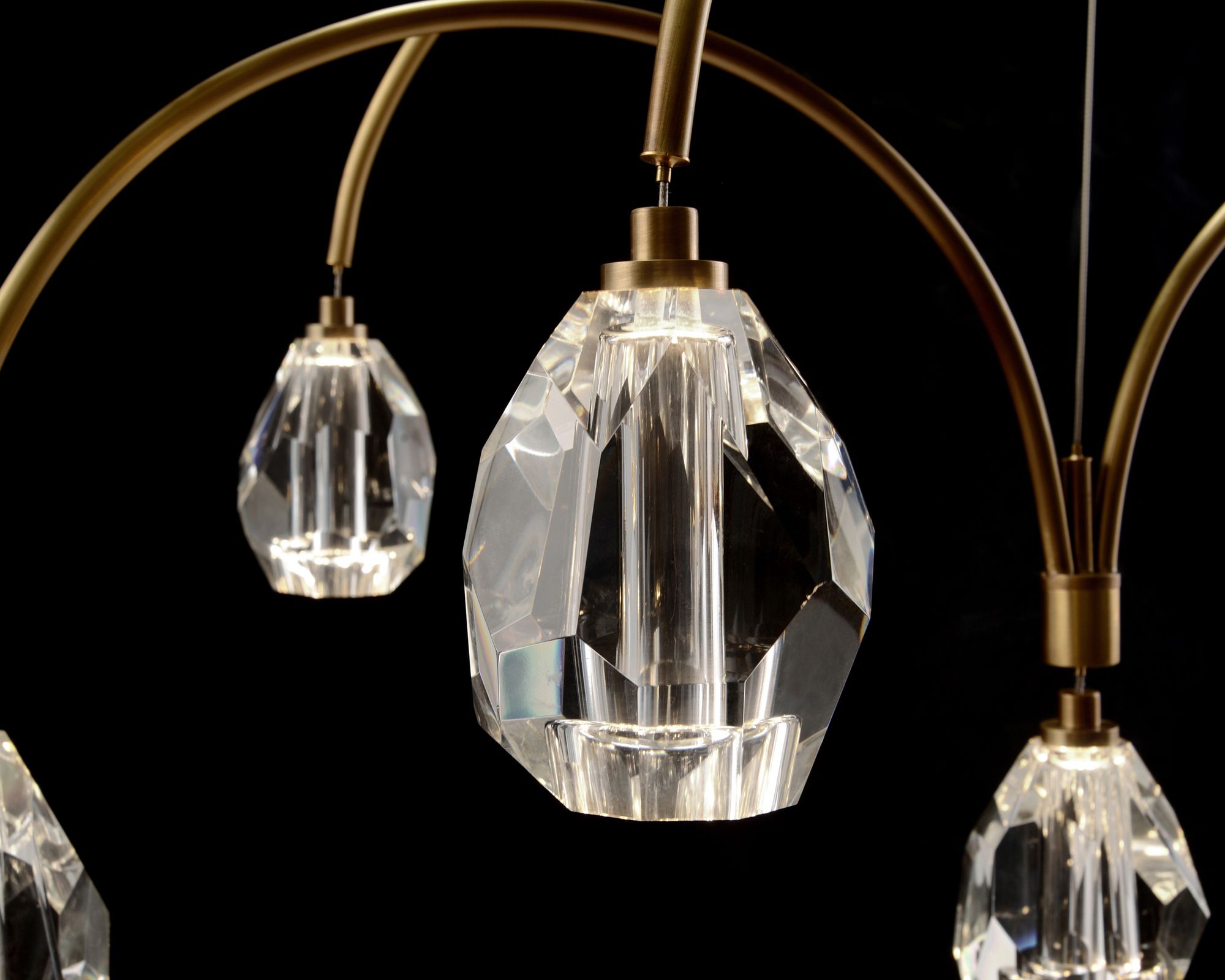 Faceted Cut Crystal 62" Wide Brass 9Light LED Chandelier 87X15