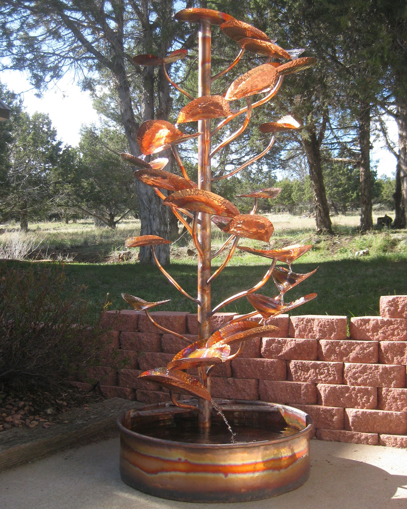 Tree of Life 72" High Outdoor Copper Fountain with Extra Leaves