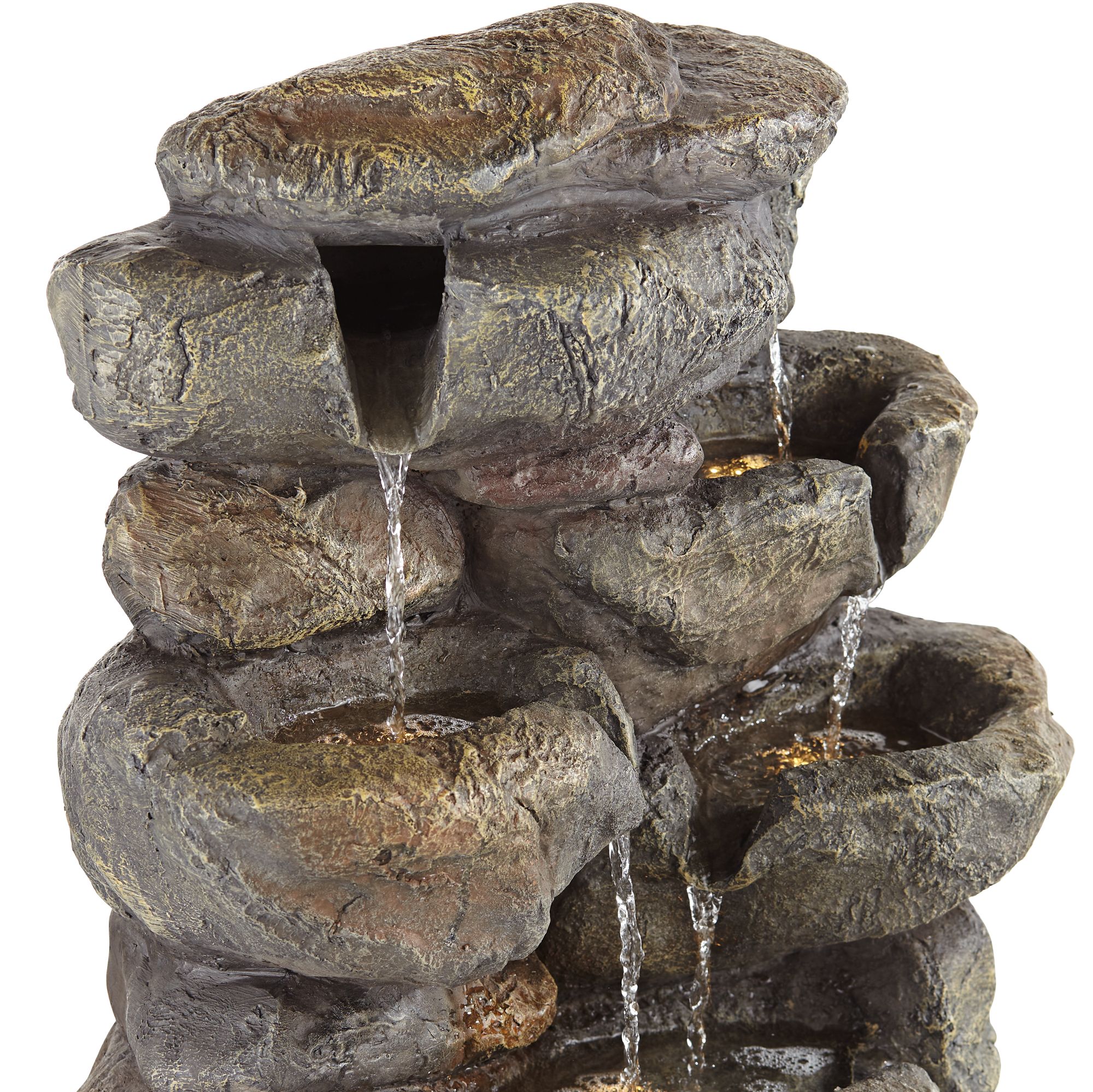 Stone Wall 39" High MultiTier Lighted Garden Water Fountain 88G34