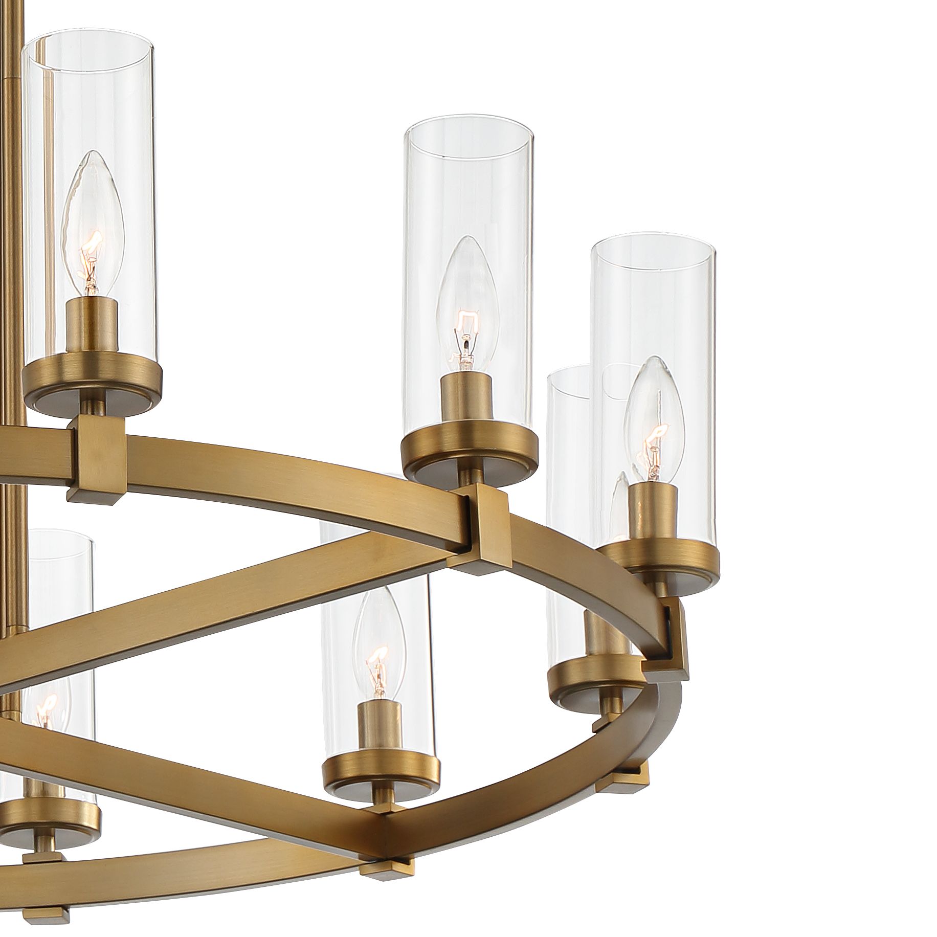 Stiffel Aron 36"W Brass 12Light Wagon Wheel Chandelier 88H33