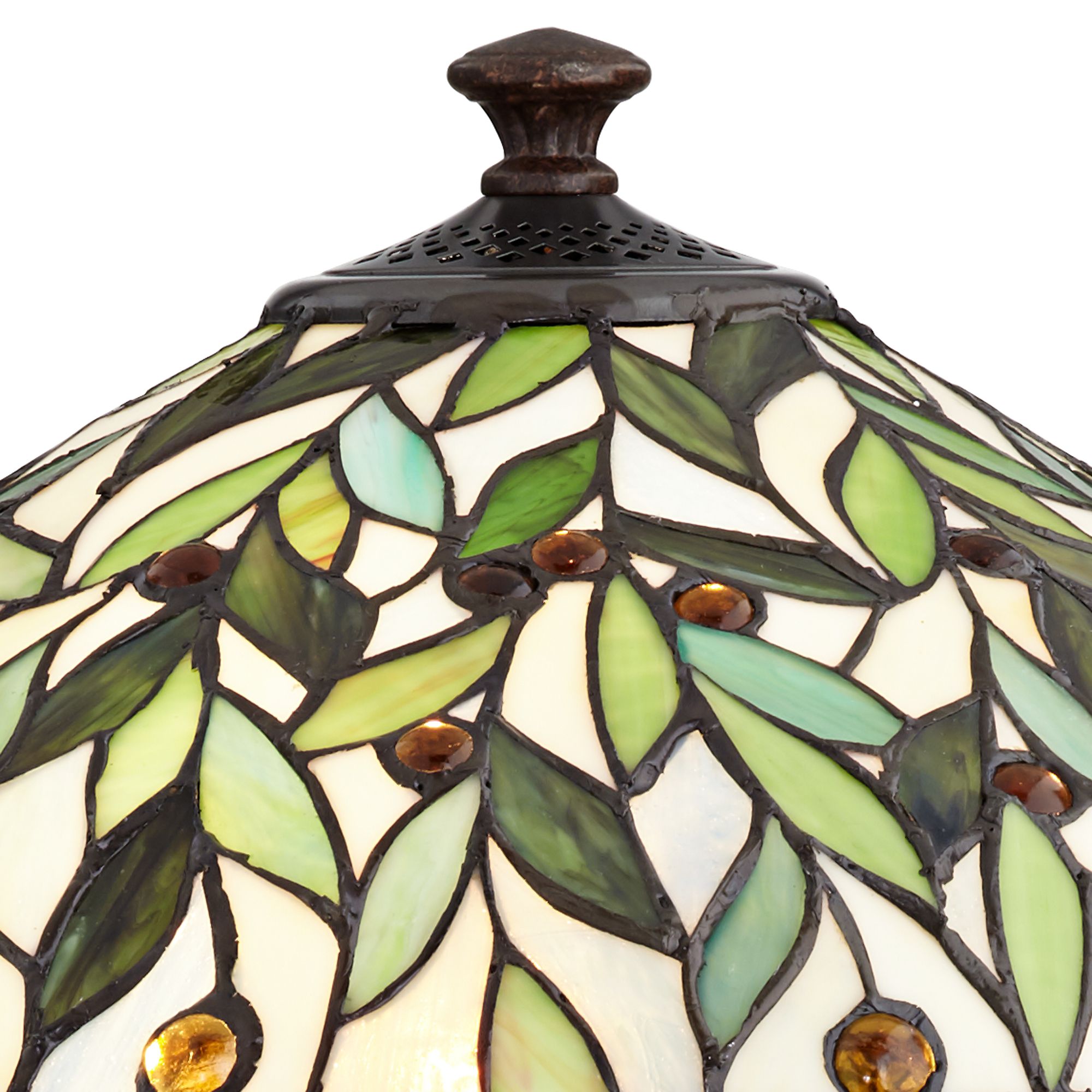 Blossoming Leaf Vine Bronze Tiffany Lamp with Table Top Dimmer 89M10