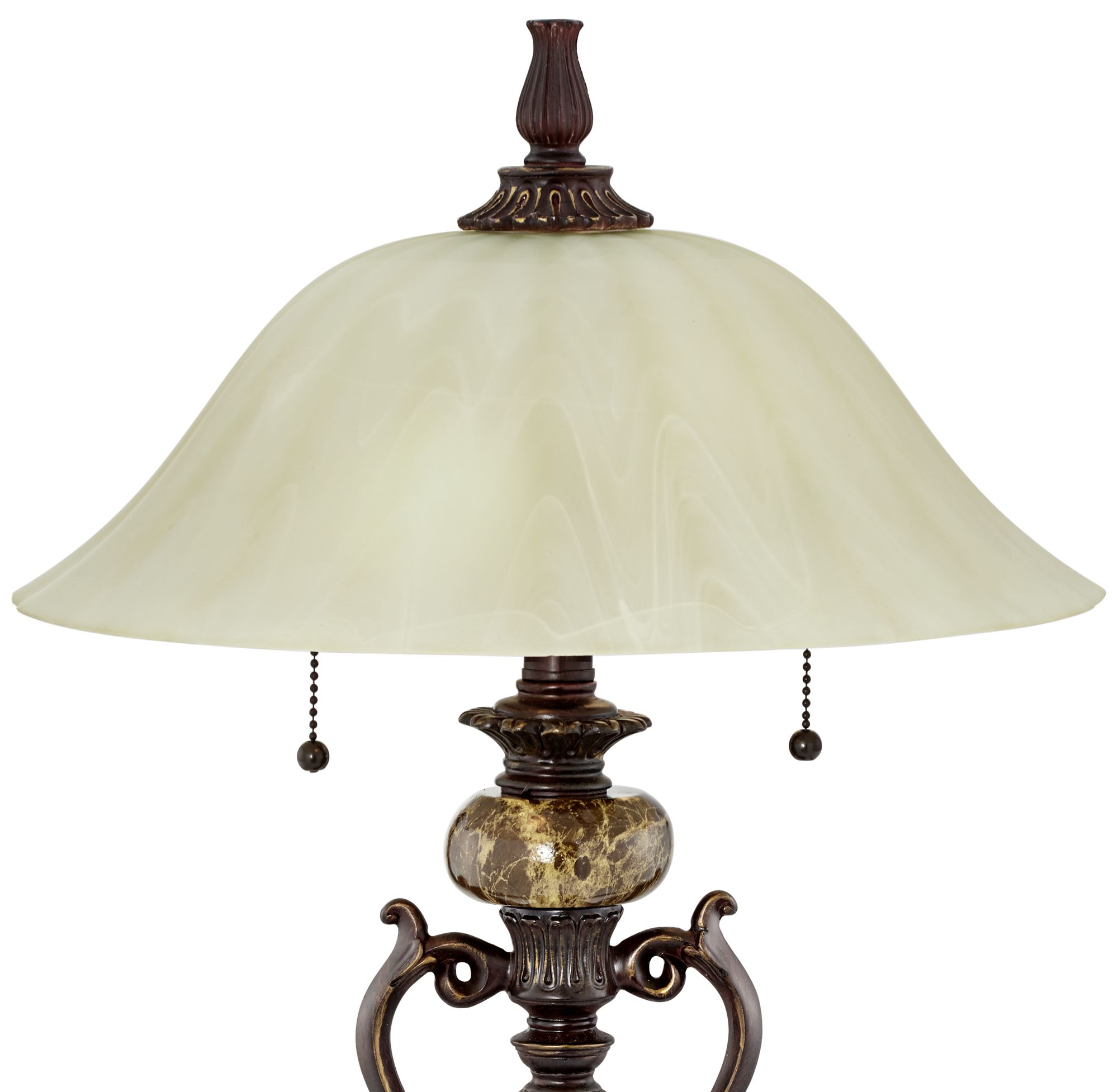 Amor Bronze Glass Shade Accent Table Lamp with Table Top Dimmer