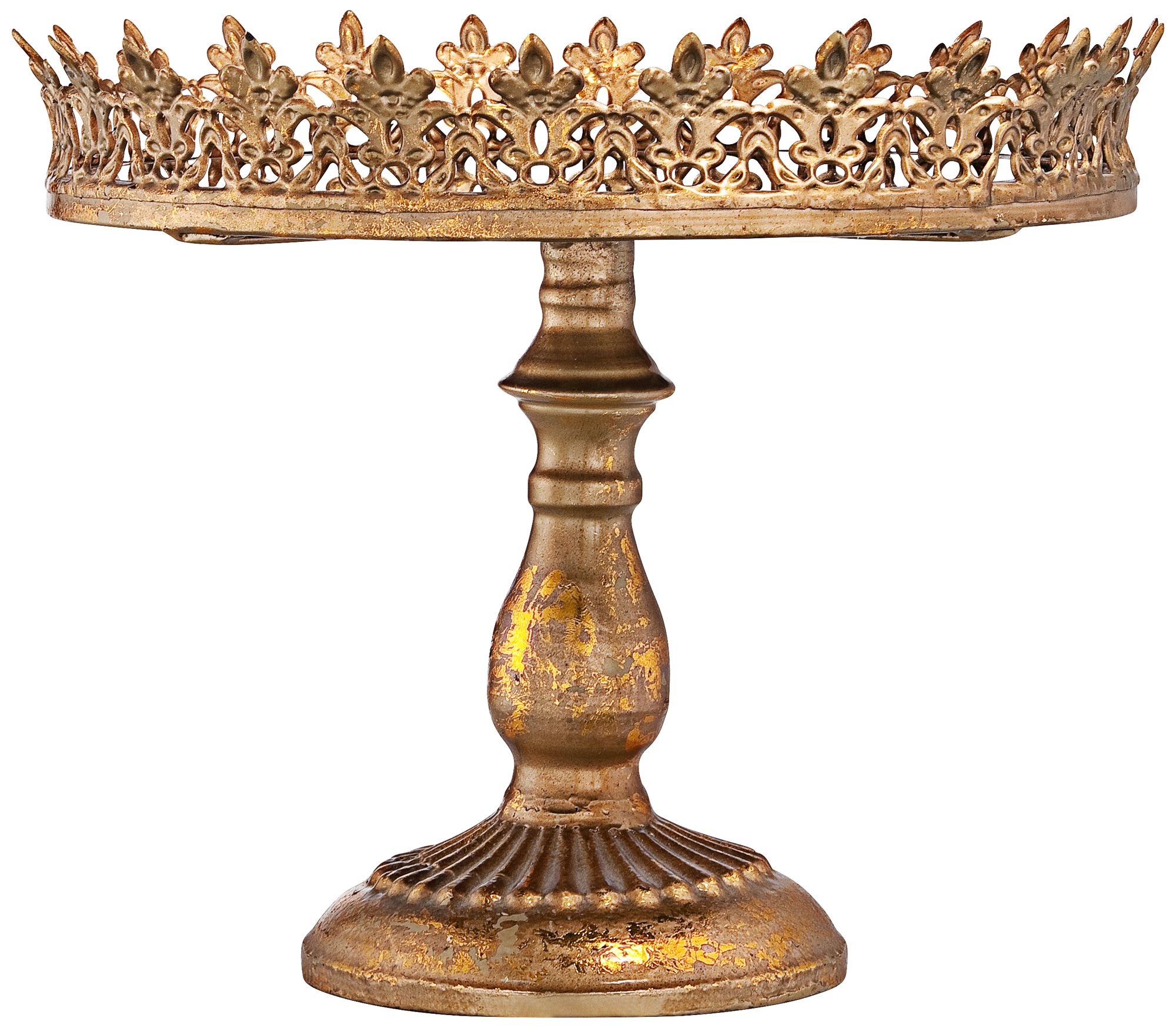 Fleur de Lis Gold 11 1/4" Round Decorative Cake Stand 8J366 Lamps Plus