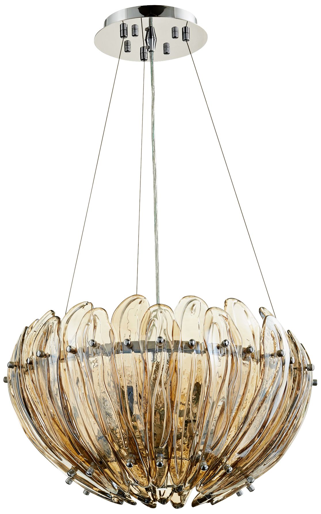 Aerie 19" Wide Small Lotus Cognac Glass Pendant Light 8X542 Lamps Plus