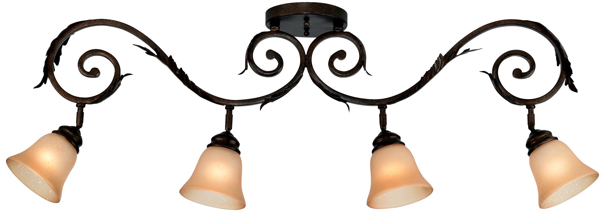 Pro Track Bronze Scroll 4Light Amber Glass Track Fixture 90749