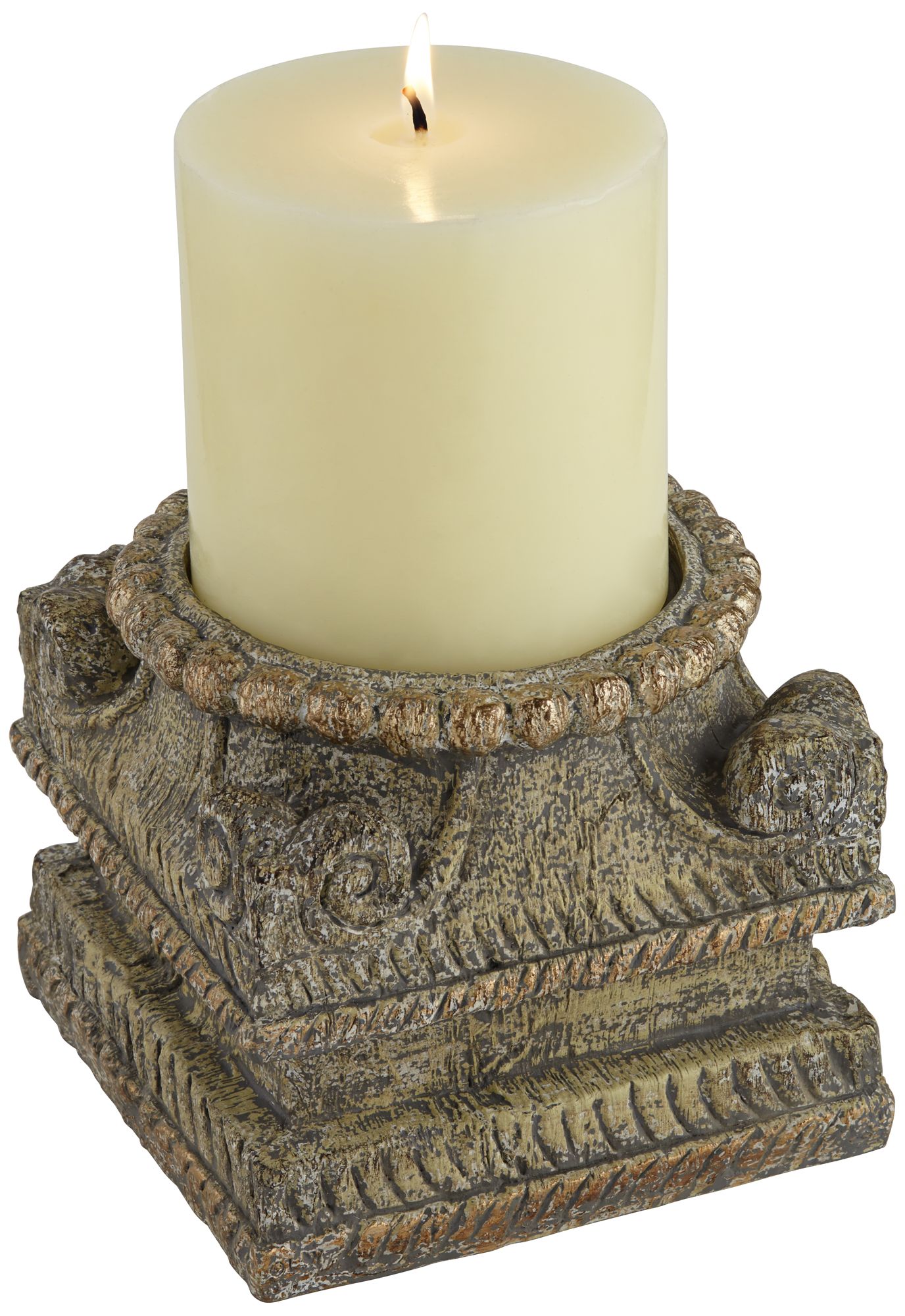 Capital 5" High Antique Stone Finish Traditional Candle Base 90M29 Lamps Plus