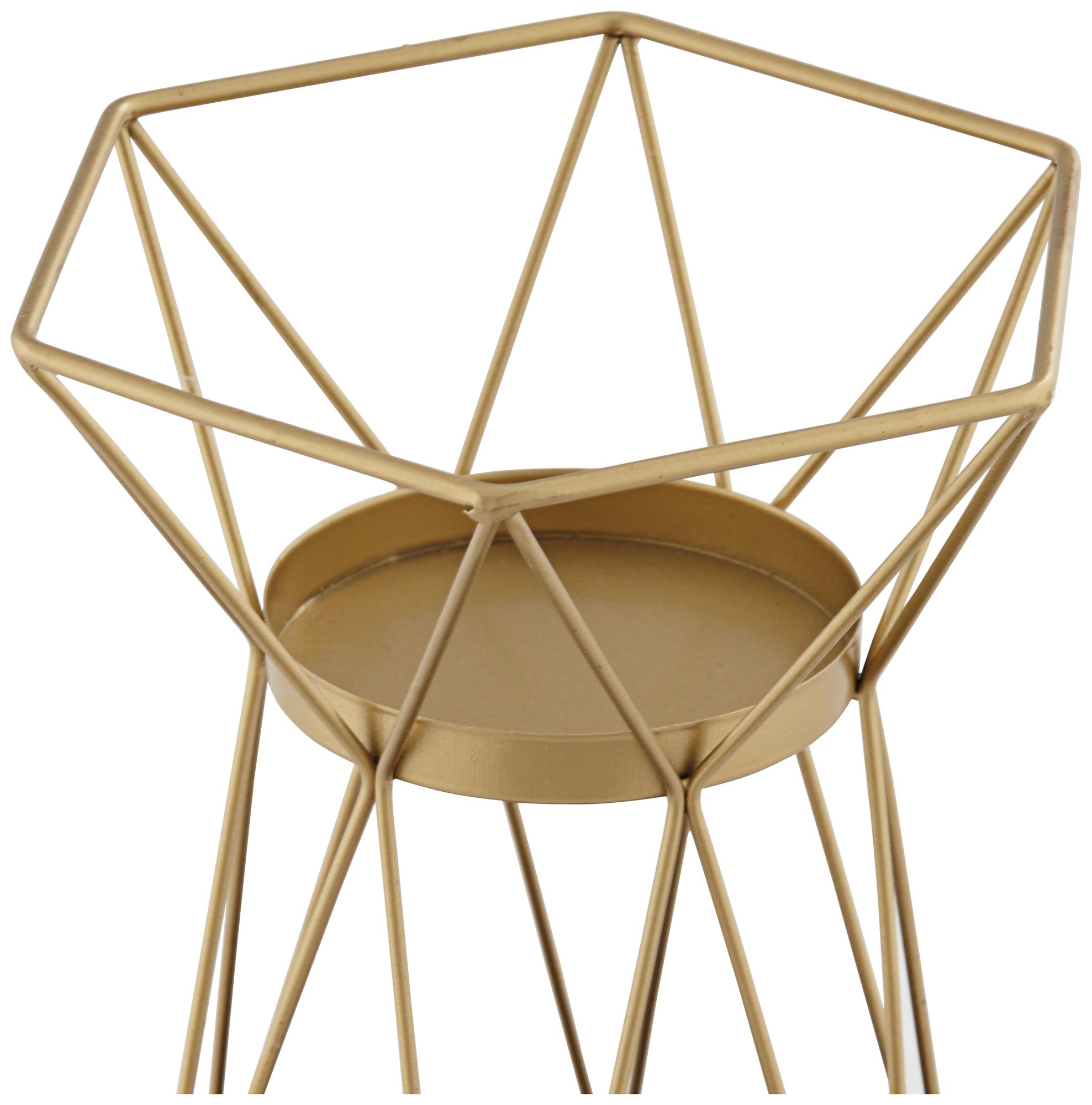 Symmetry Matte Gold Pillar Candle Holders Set of 2 91H60 Lamps Plus