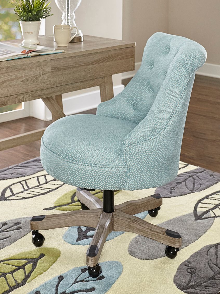Sinclair Light Blue Tufted Adjustable Swivel Office Chair 93M38