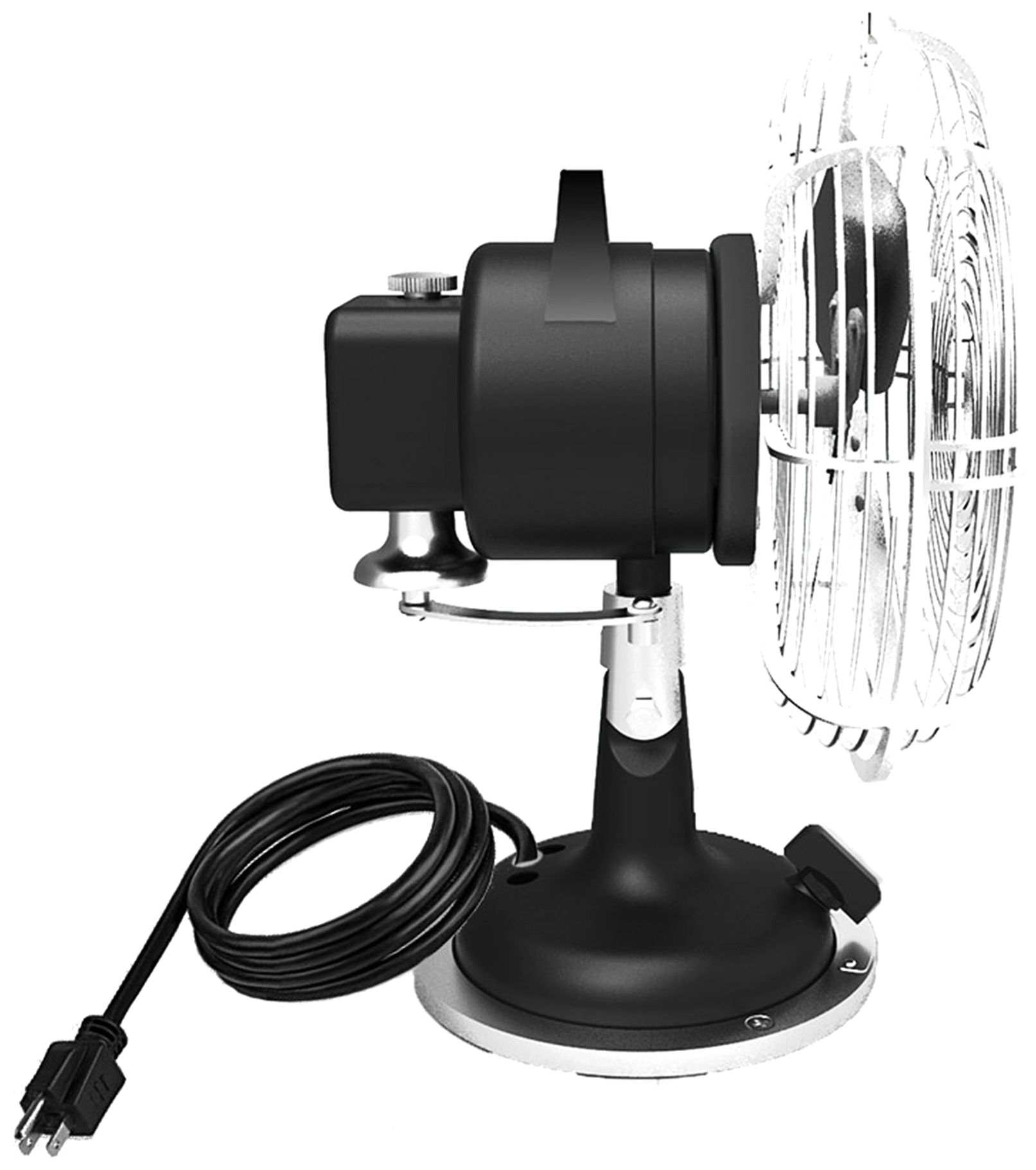 Modern Forms Oscillating Matte Black and Nickel PlugIn Desk Fan