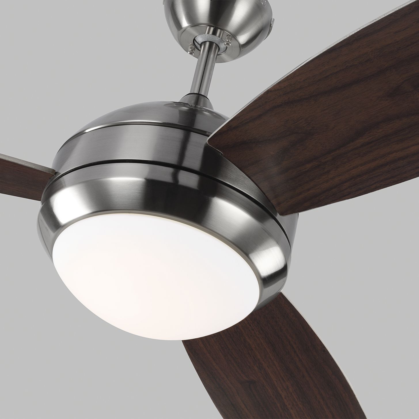 52" Monte Carlo Discus Trio Brushed Steel Damp Rated LED Ceiling Fan