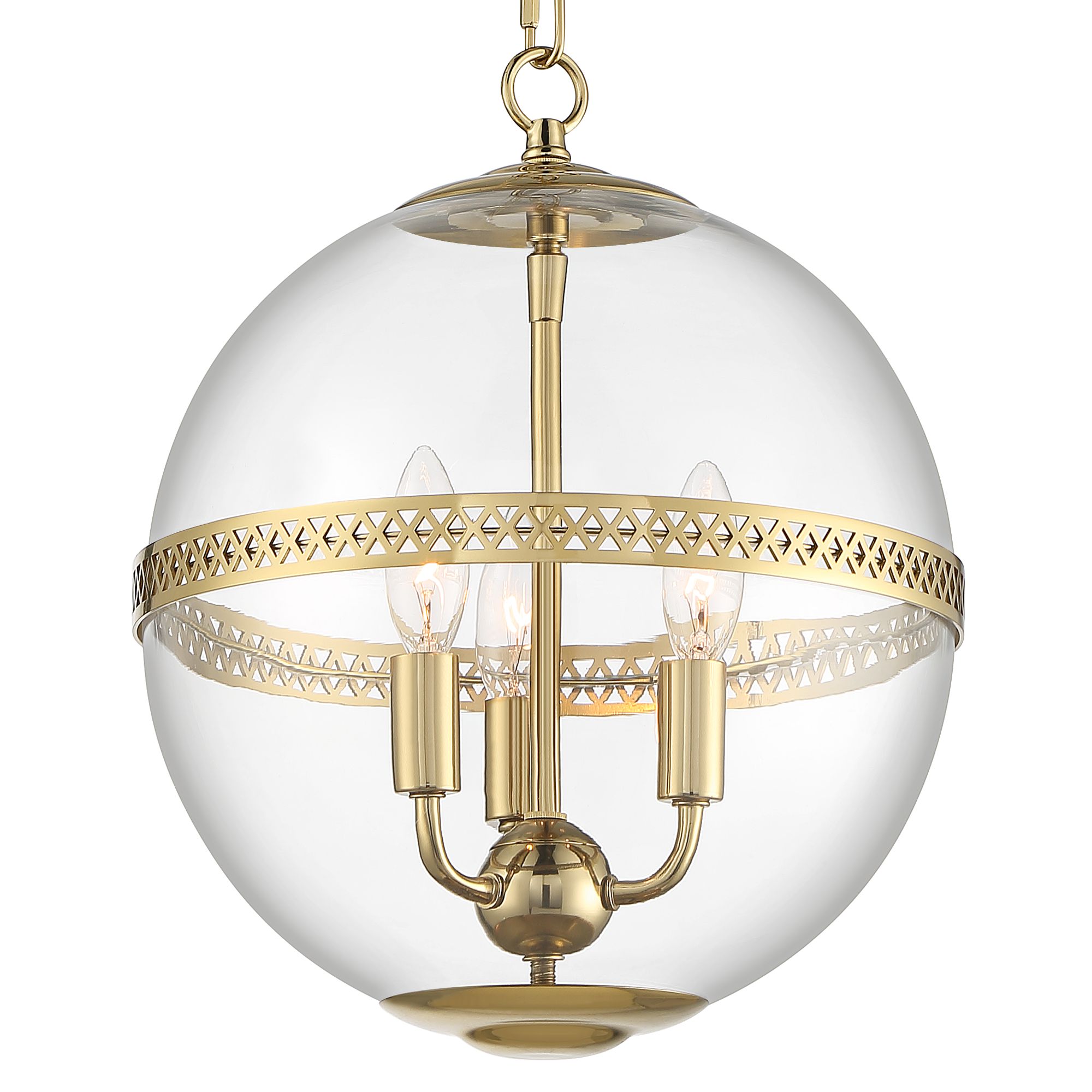 Stiffel Kaeli 12" Wide Aged Brass 3Light Glam Globe Pendant Light