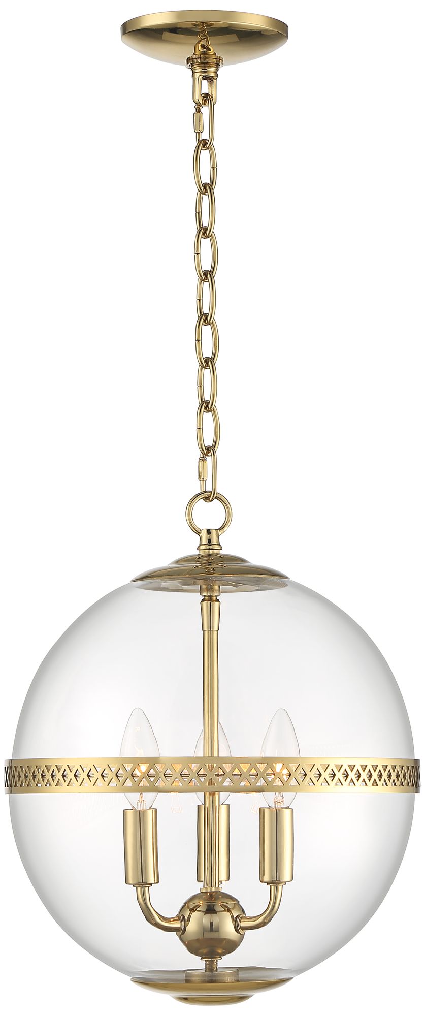 Stiffel Kaeli 12" Wide Aged Brass 3Light Glam Globe Pendant Light
