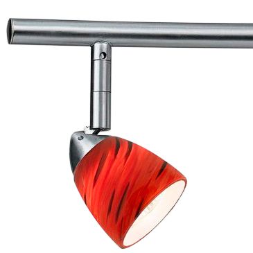 Serpentine 3Light Steel and Red Adjustable Track Fixture 95T67