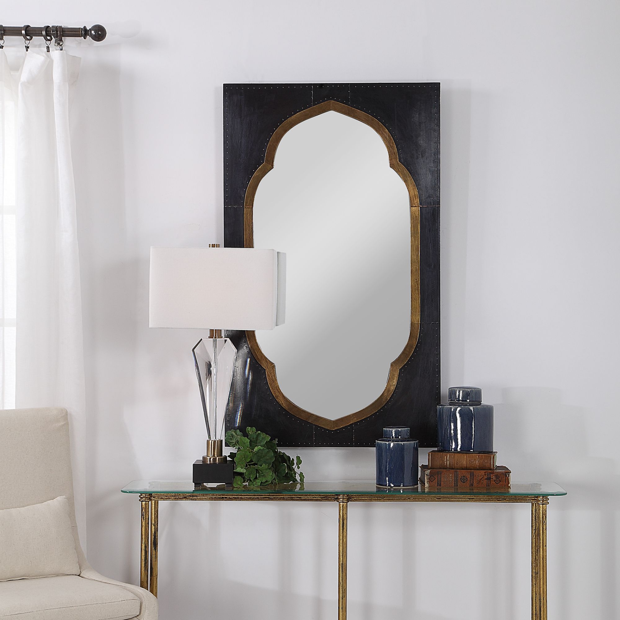 Uttermost Shanti Dark Bronze 28 1/4" x 48" Wall Mirror 95W25 Lamps