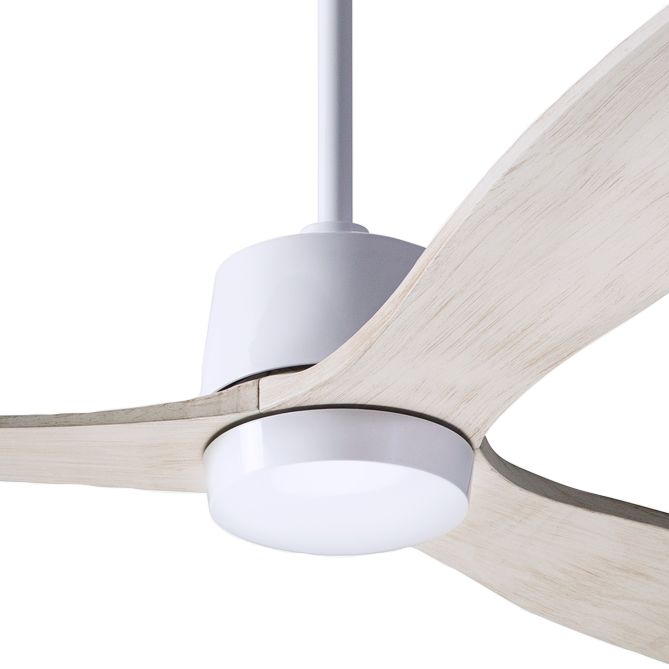 54" Modern Fan Arbor Gloss White and Whitewash Damp Rated Ceiling Fan
