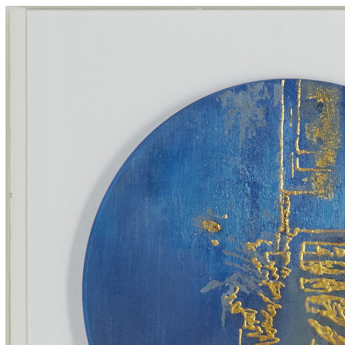 Blue and Gold Abstract 23 3/4" Square Shadow Box Wall Art 97H00