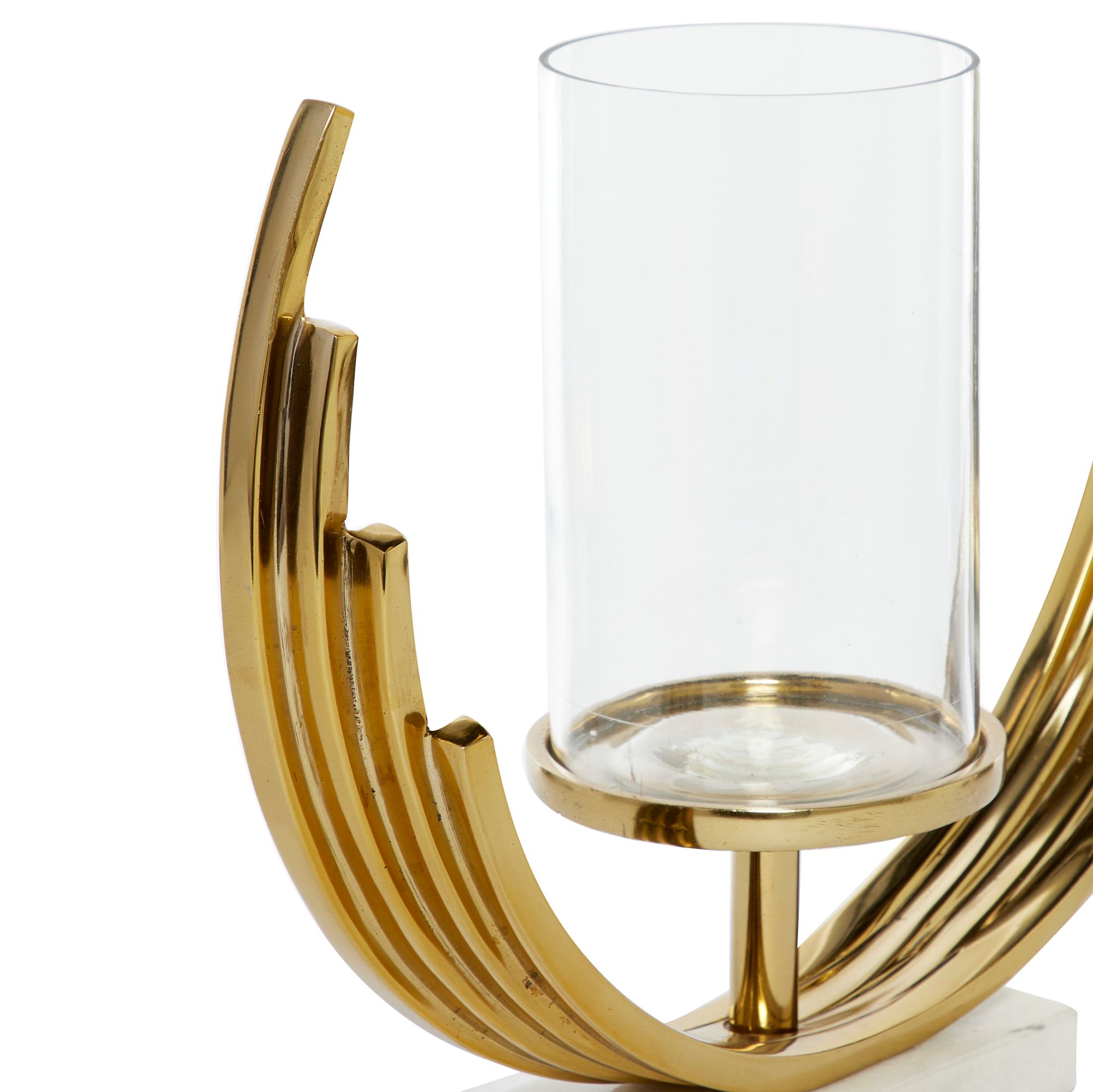 Circular Gold Metal Pillar Candle Holders Set of 2 97J16 Lamps Plus