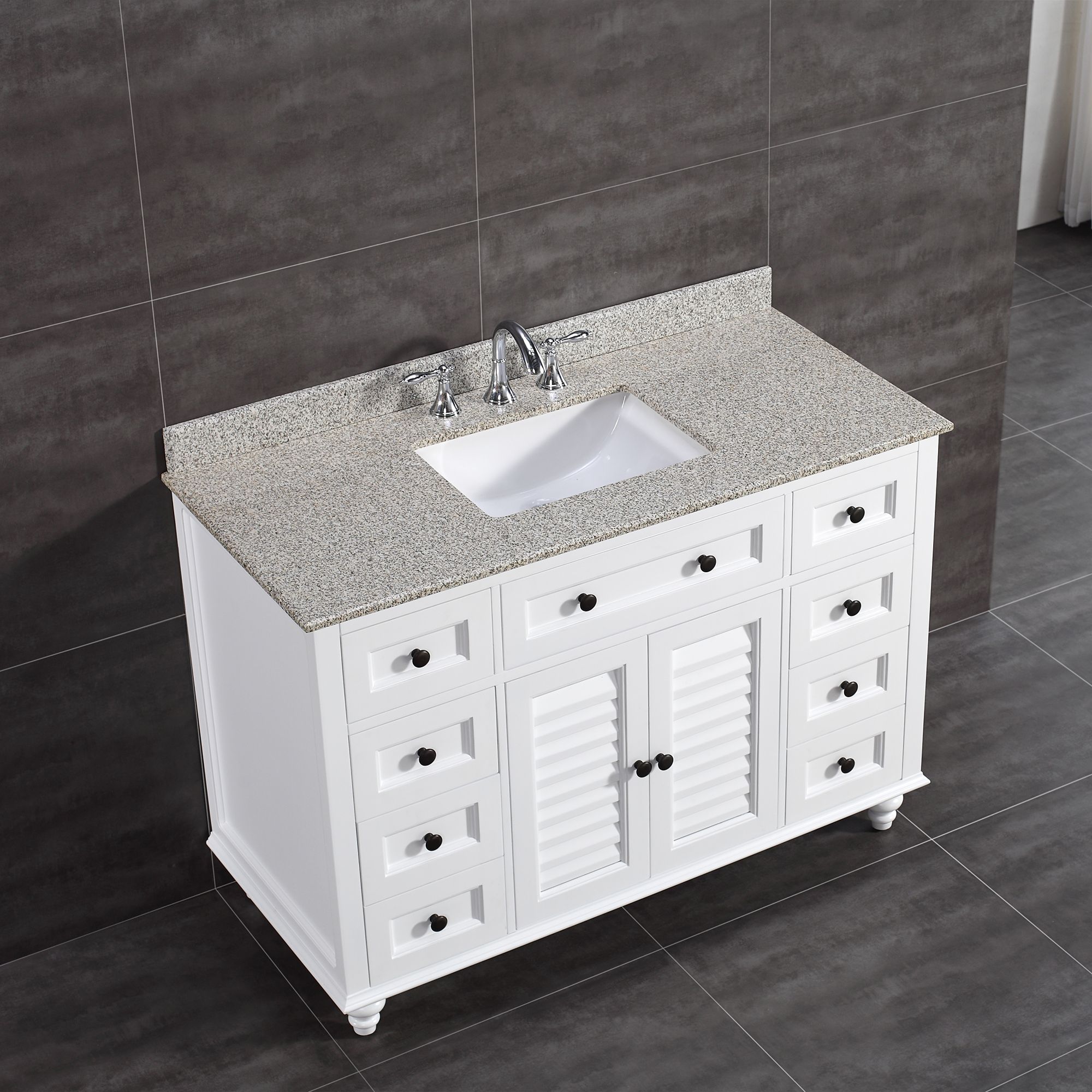 Heather 48" Wide White 6Drawer Single Sink Vanity 97R25 Lamps Plus