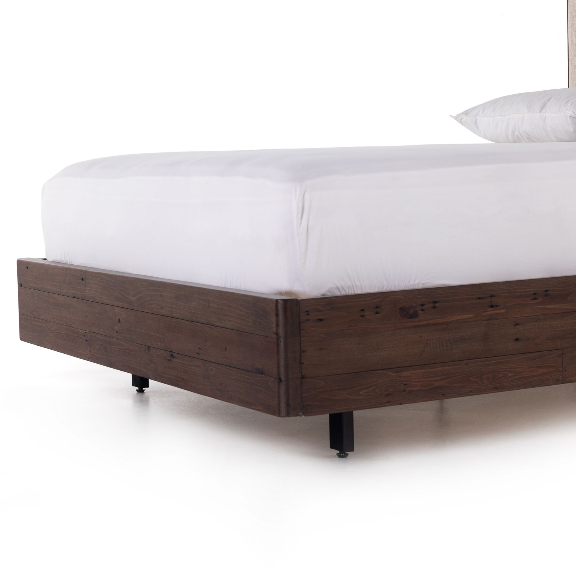 Lineo Rustic Wood Upholstered King Bed 97T18 Lamps Plus