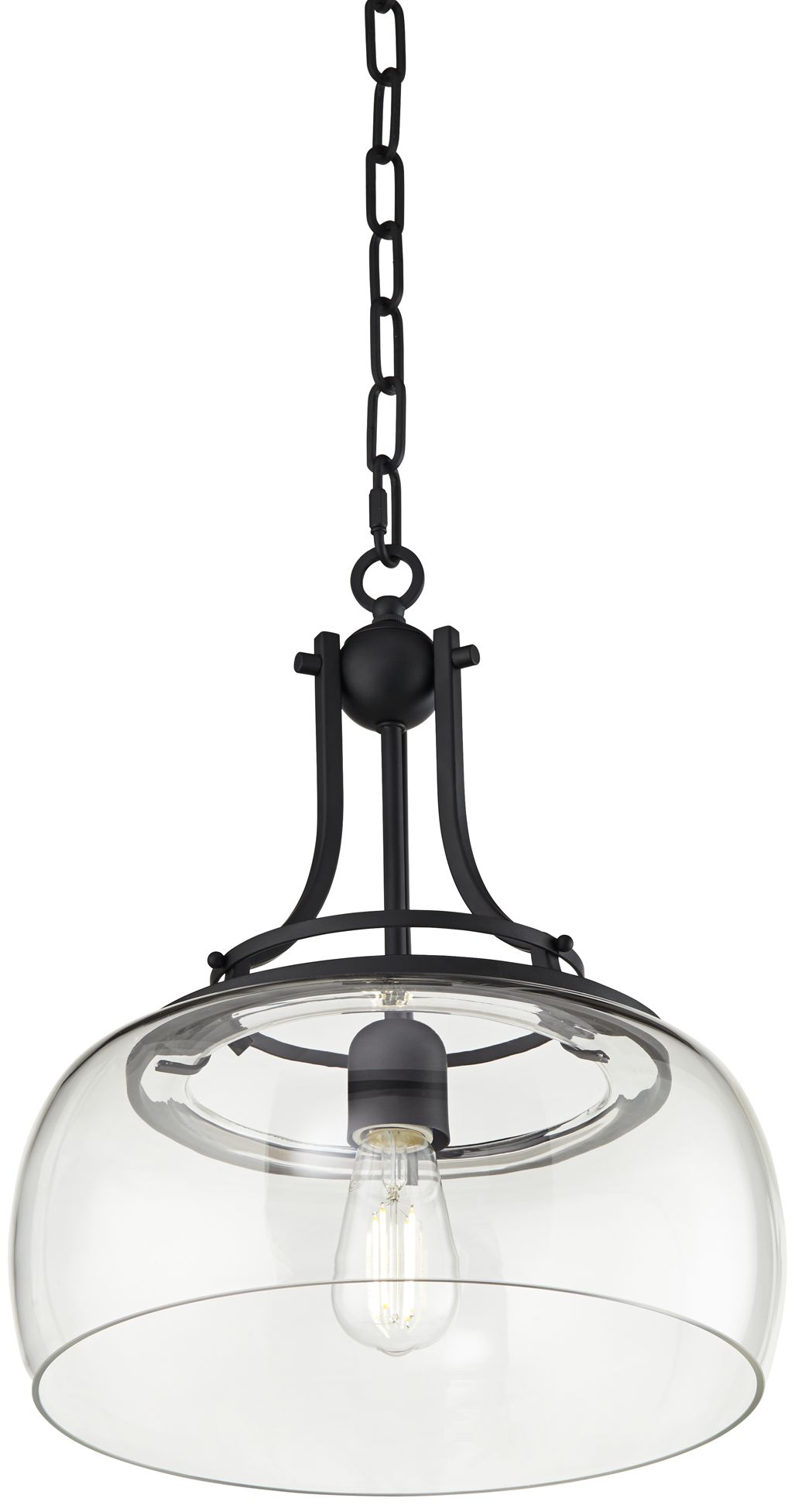 Charleston 13 1/2" Wide Clear Glass and Black LED Pendant Light