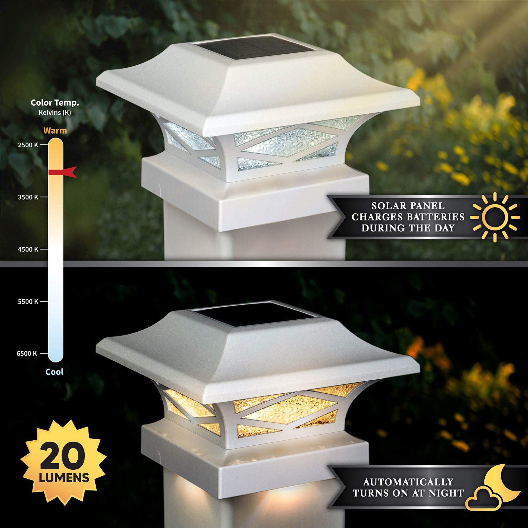 Kingsbridge 4 1/4" High White Dual Lighted LED Solar Post Cap 99A68