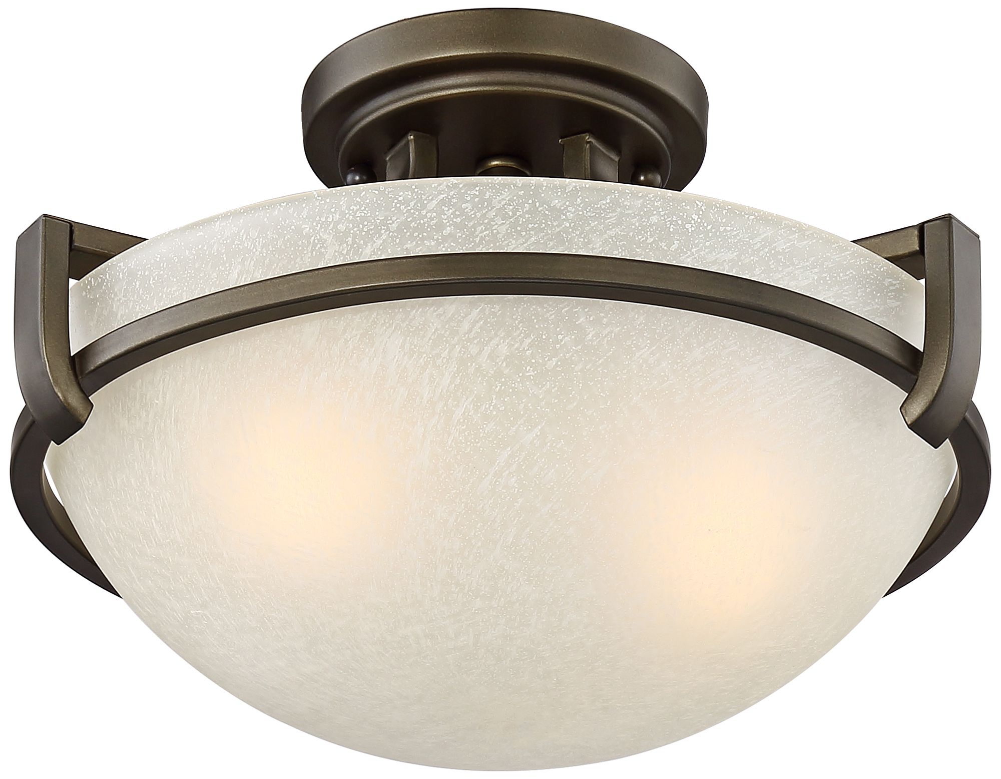 Mallot 13" Wide Bronze and Champagne Glass Ceiling Light 9H834