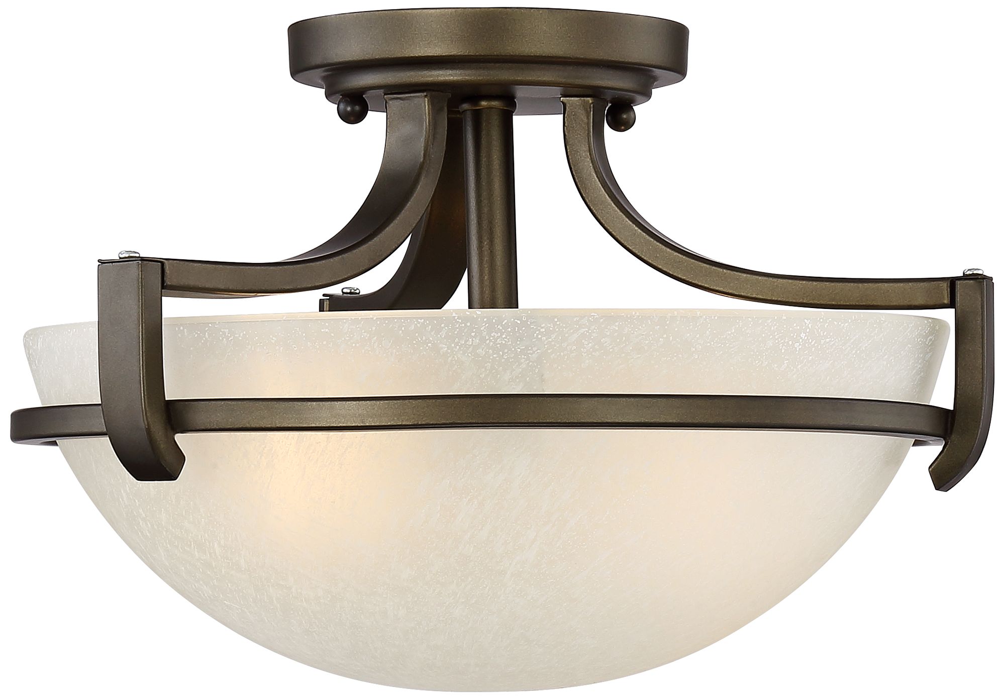 Mallot 13" Wide Bronze and Champagne Glass Ceiling Light 9H834