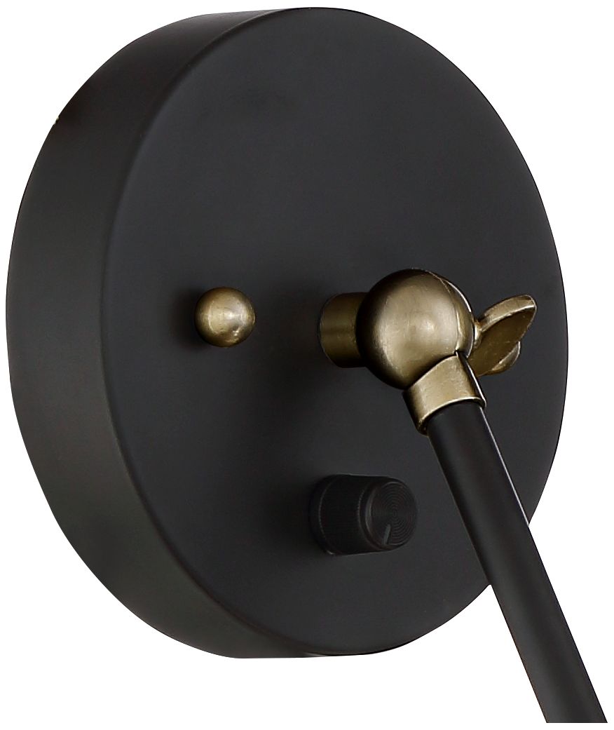 Wray Black and Antique Brass PlugIn Wall Lamp Set of 2 9J684