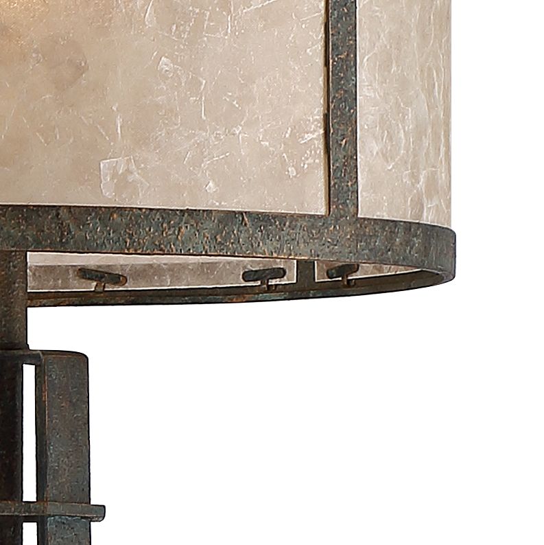 Winston Textured Bronze Industrial Floor Lamp Mica Shade 9M654