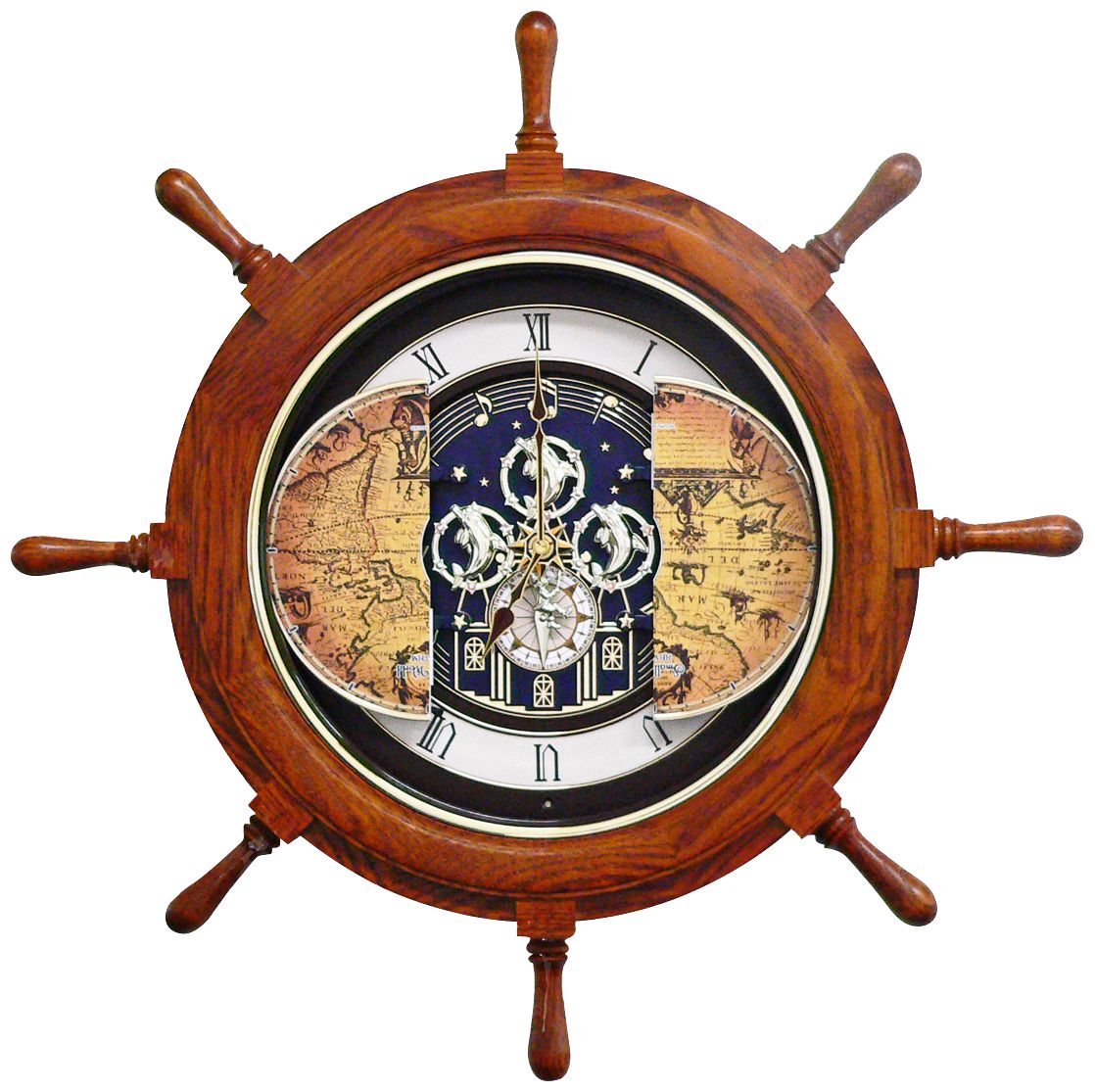 Voyager 25" Ships Wheel Musical Motion Wall Clock 9Y545 Lamps Plus