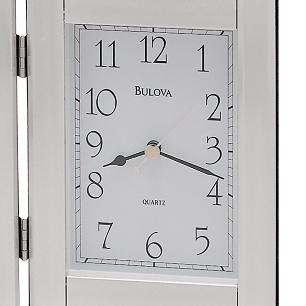 Bulova Forte II Silver 9" Wide Picture Frame Table Clock F6727