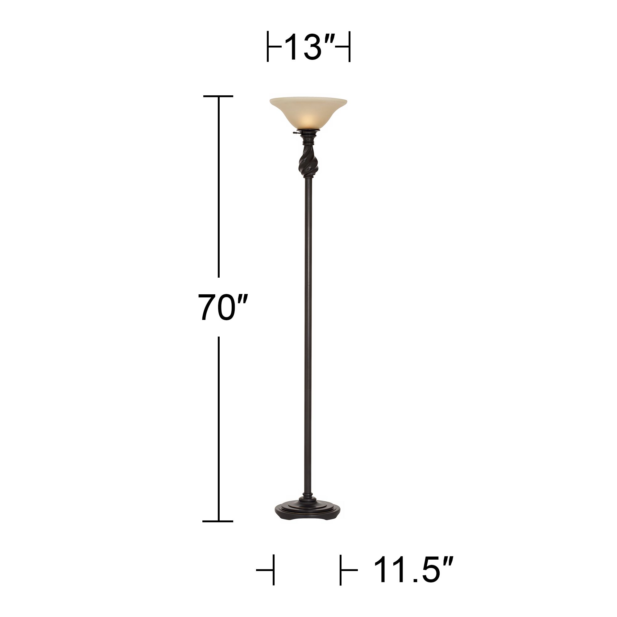 Restoration Bronze Torchiere Floor Lamp with Amber Glass N1064