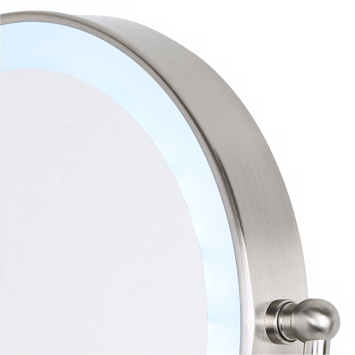 Cordless LED Pivoting 9" Wide Satin Nickel Wall Mount Mirror P4739