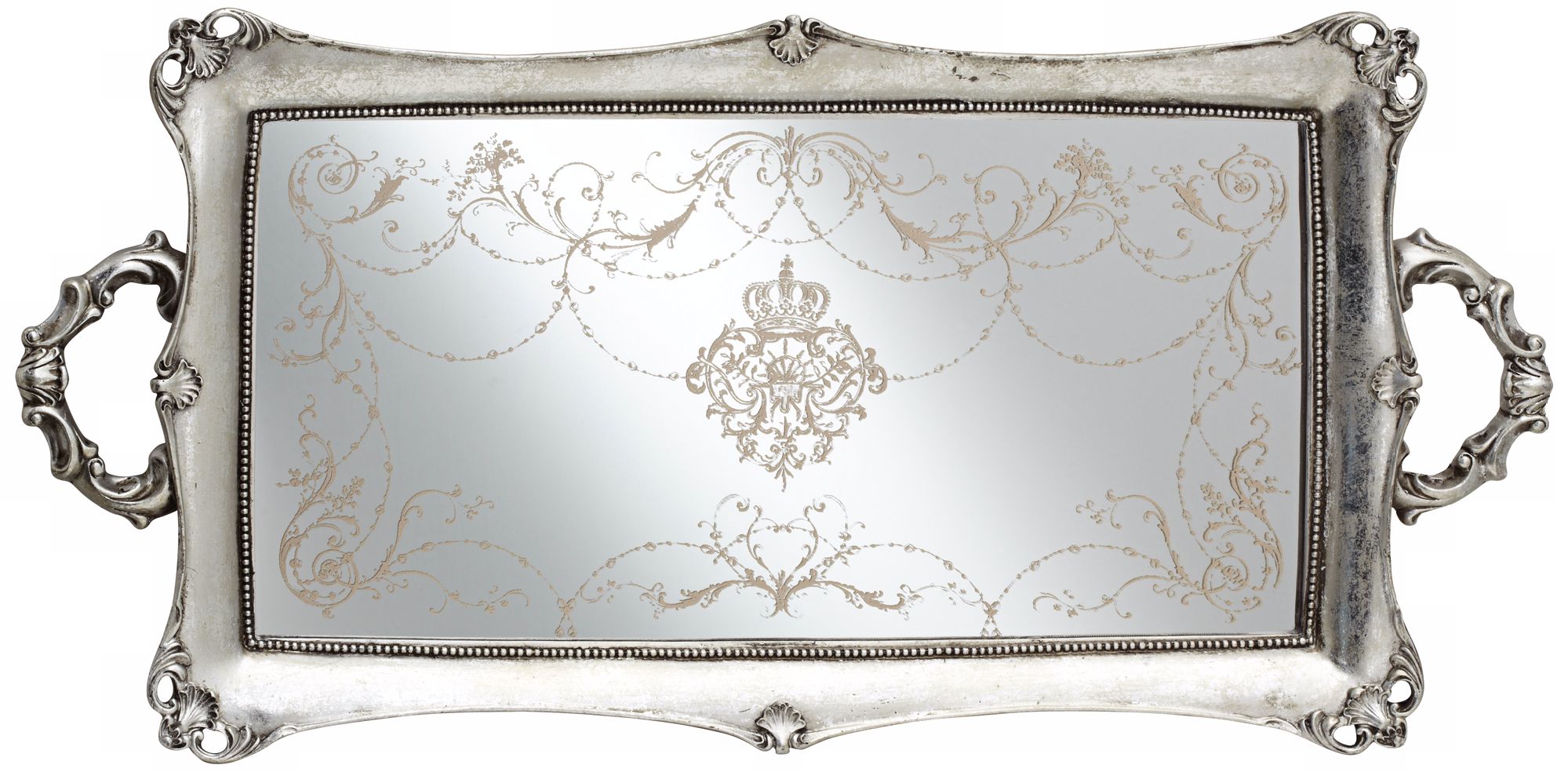 Victoria Large 22 1/2" Wide Silver Mirrored Decorative Tray U4229