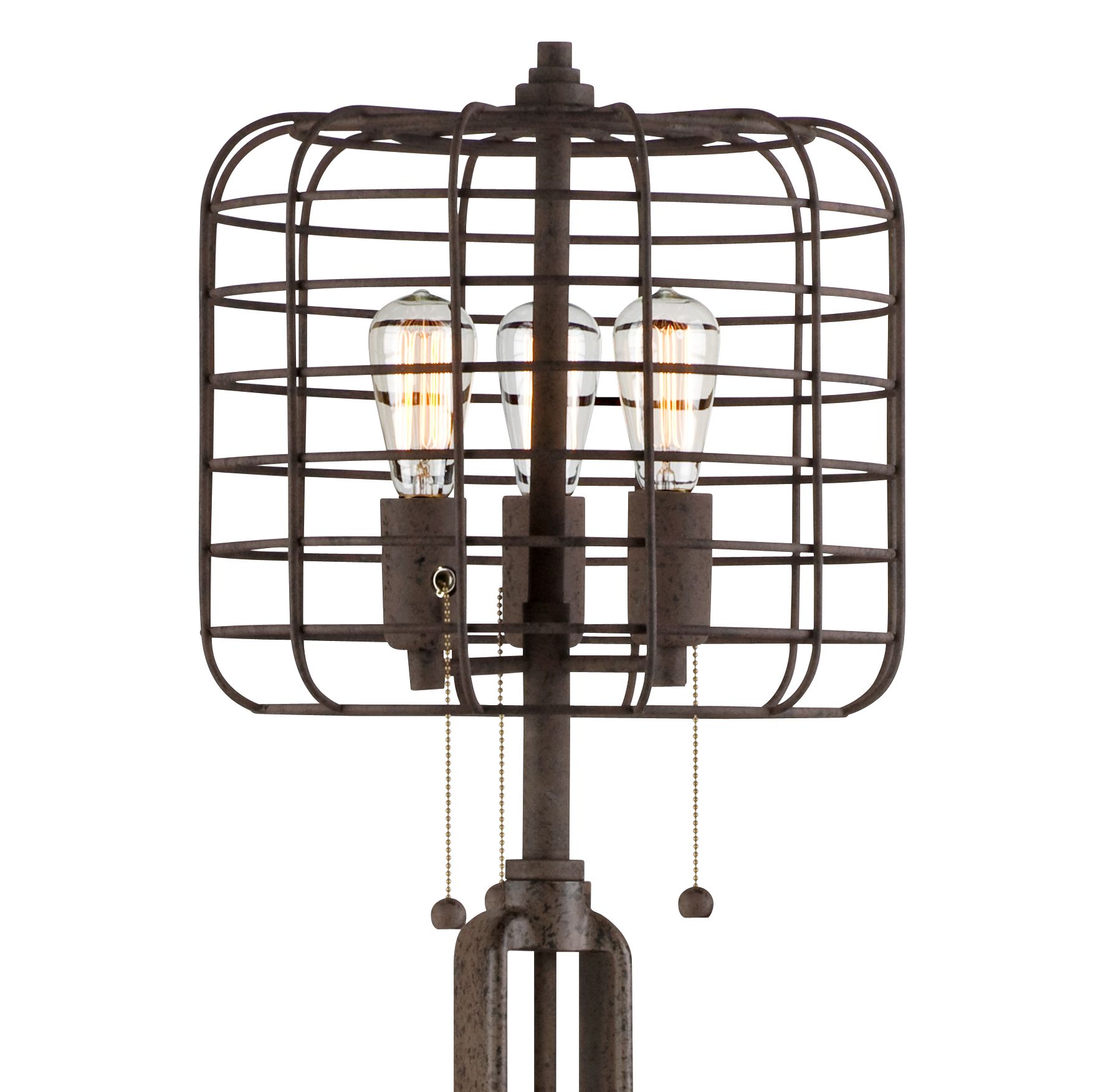 Industrial Cage Bronze Floor Lamp with Edison LED Bulbs W7387