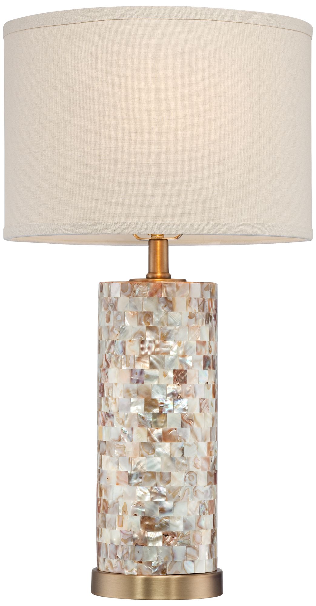 Margaret Mother of Pearl Tile Cylinder Table Lamp Y4778 Lamps Plus