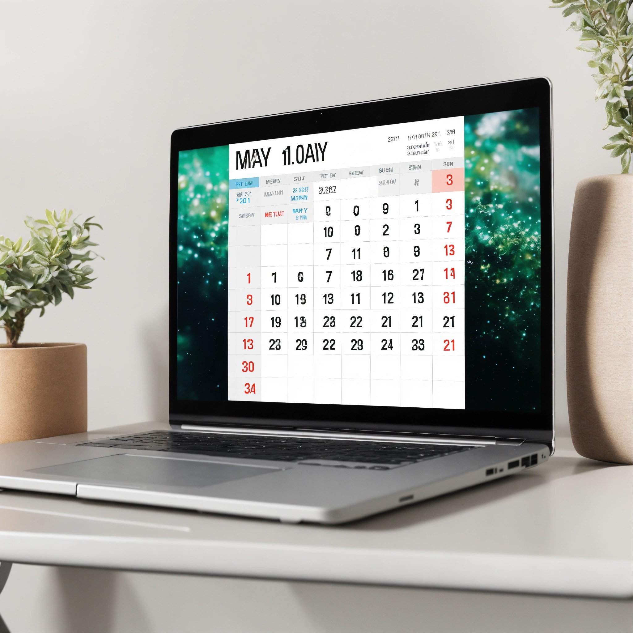 Lexica A photo of a digital calendar on a laptop screen. The calendar